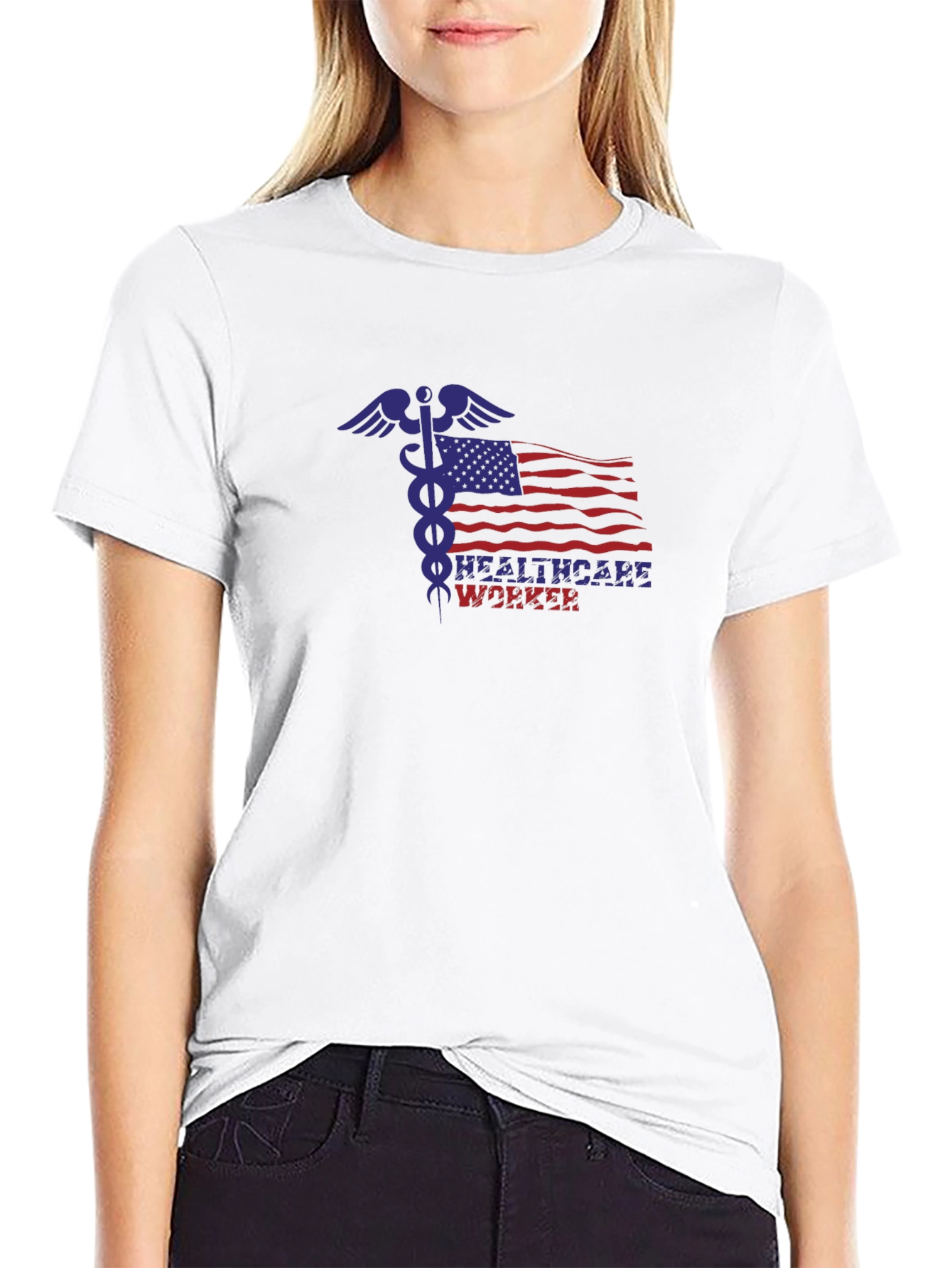 Healthcare Worker American Flag T-Shirt