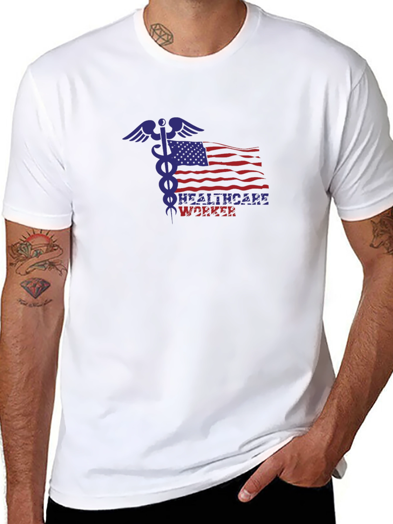 Healthcare Worker American Flag T-Shirt