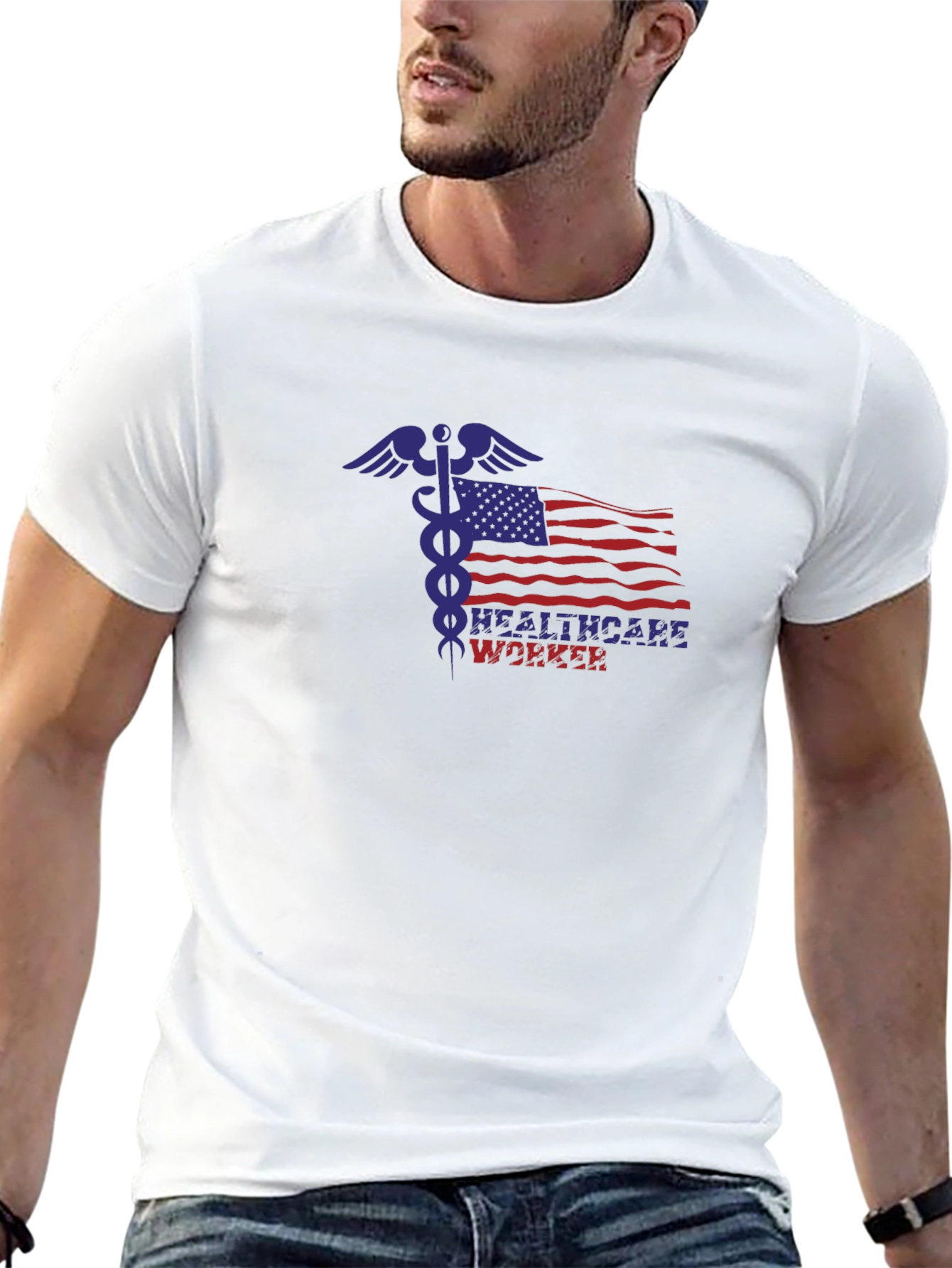 Healthcare Worker American Flag T-Shirt