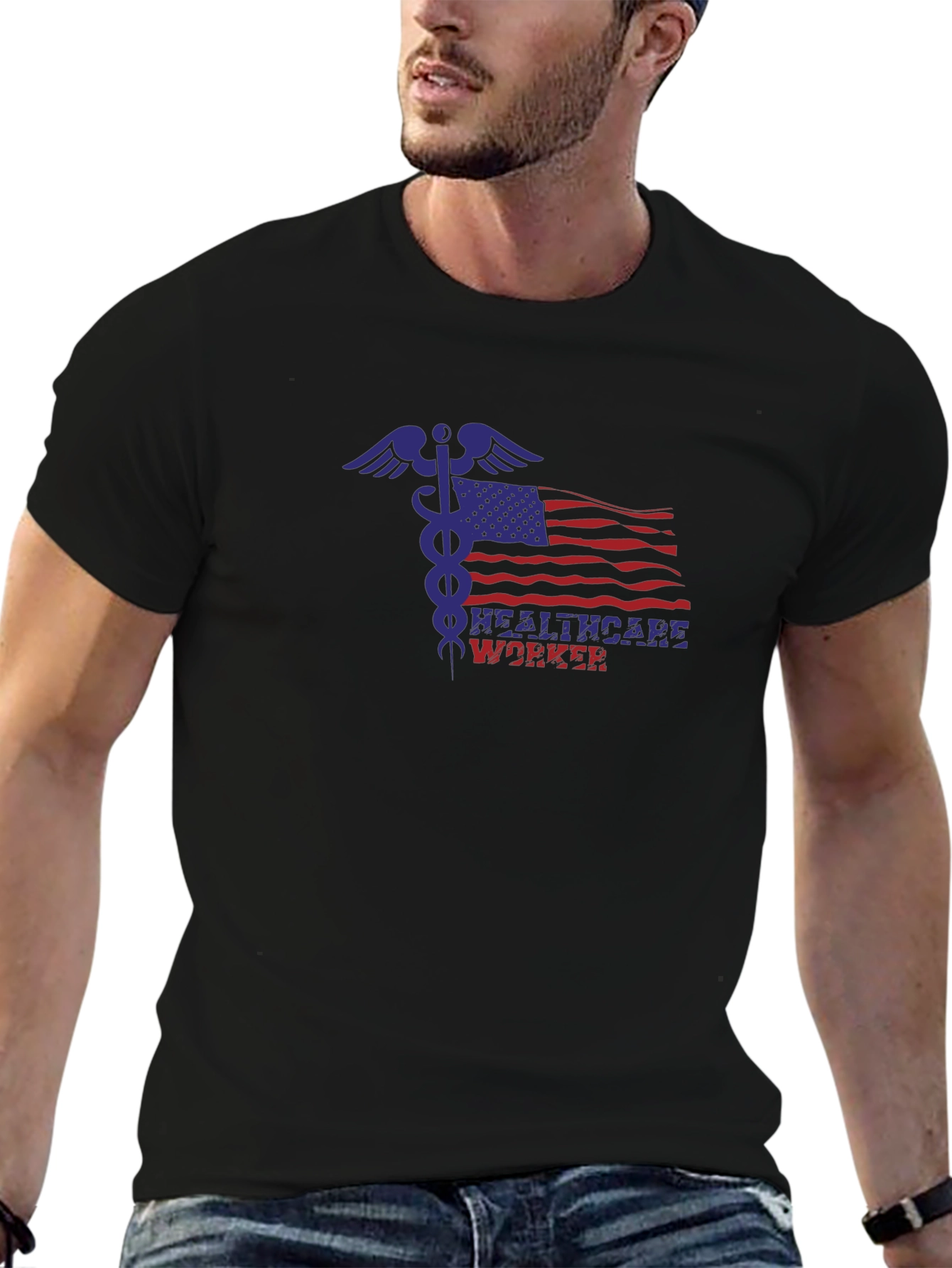 Healthcare Worker American Flag T-Shirt