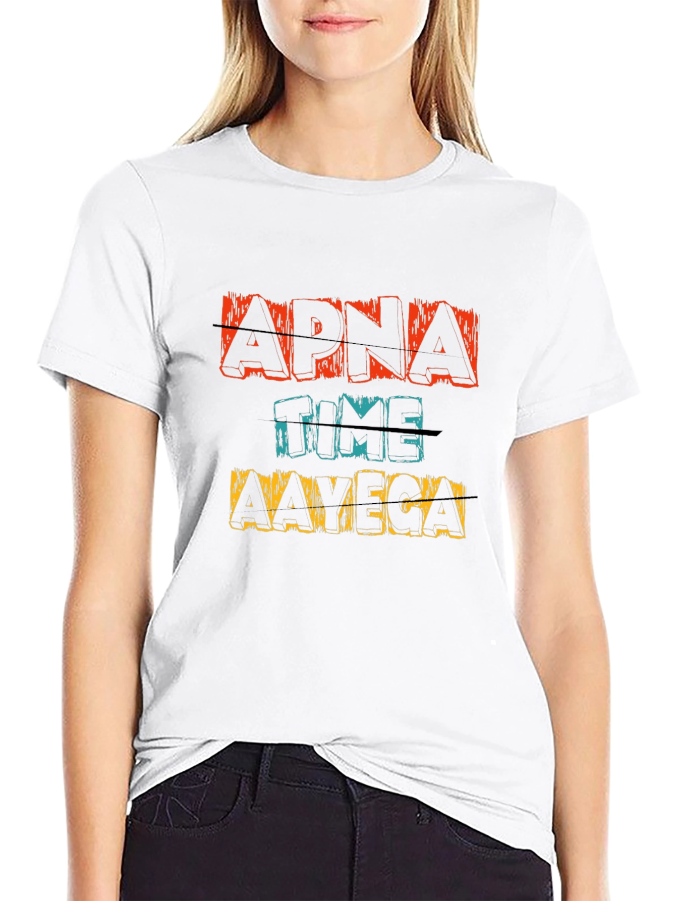 Apna Time Aayega Graphic Print Black T-Shirt