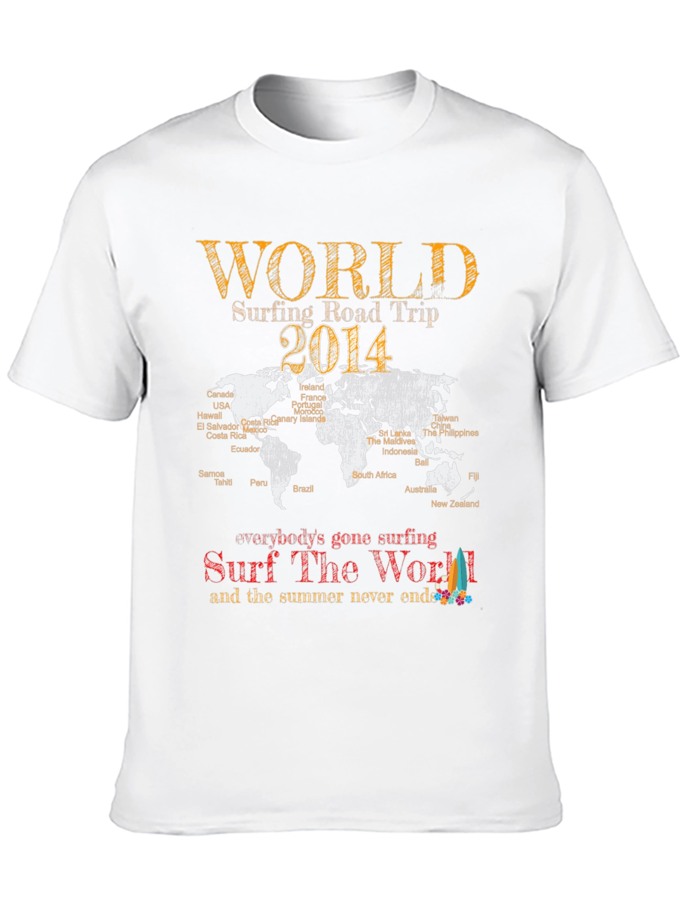 World Surfing Road Trip 2014 Black T-Shirt