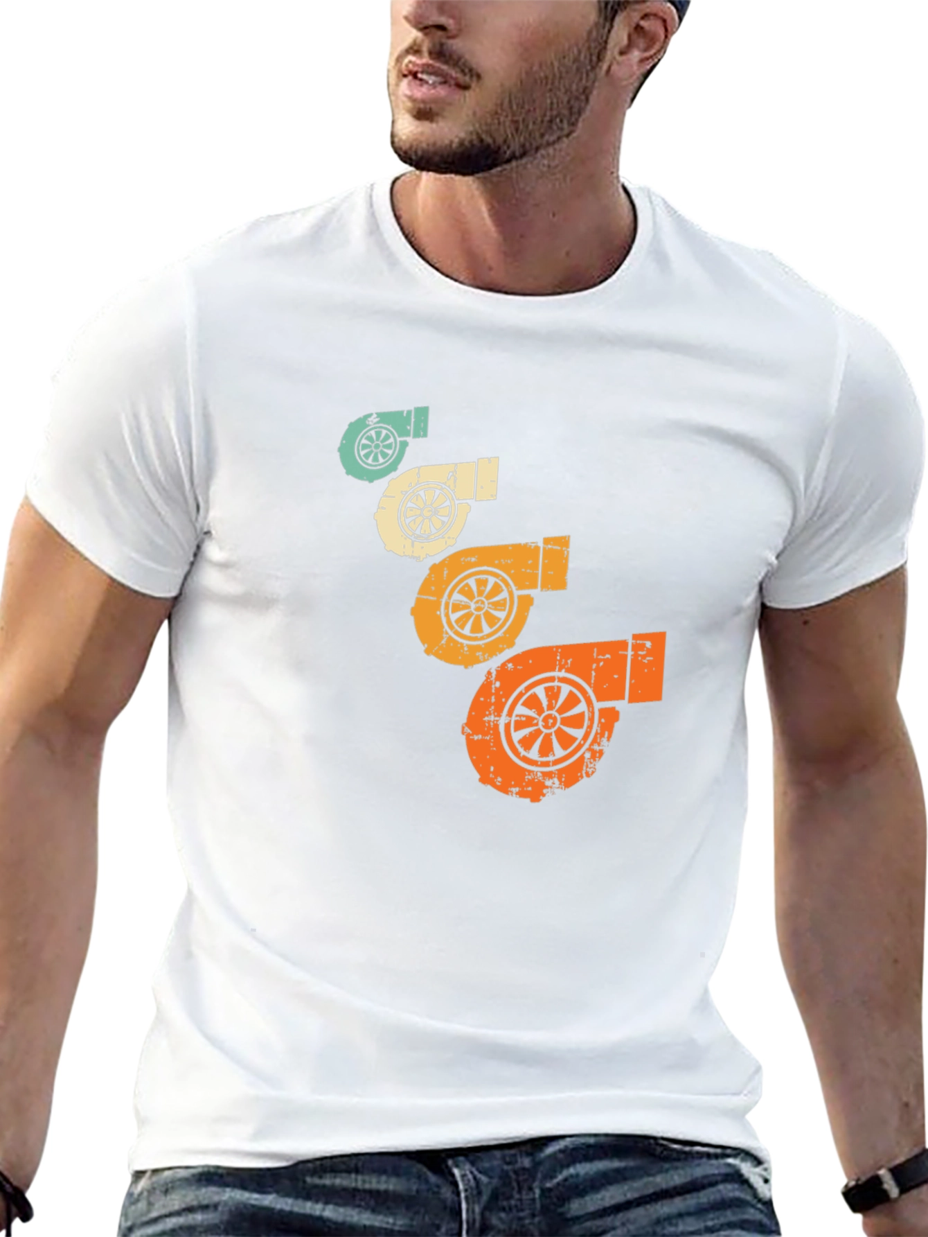 Retro Turbo Graphic Tee - Black Cotton T-Shirt