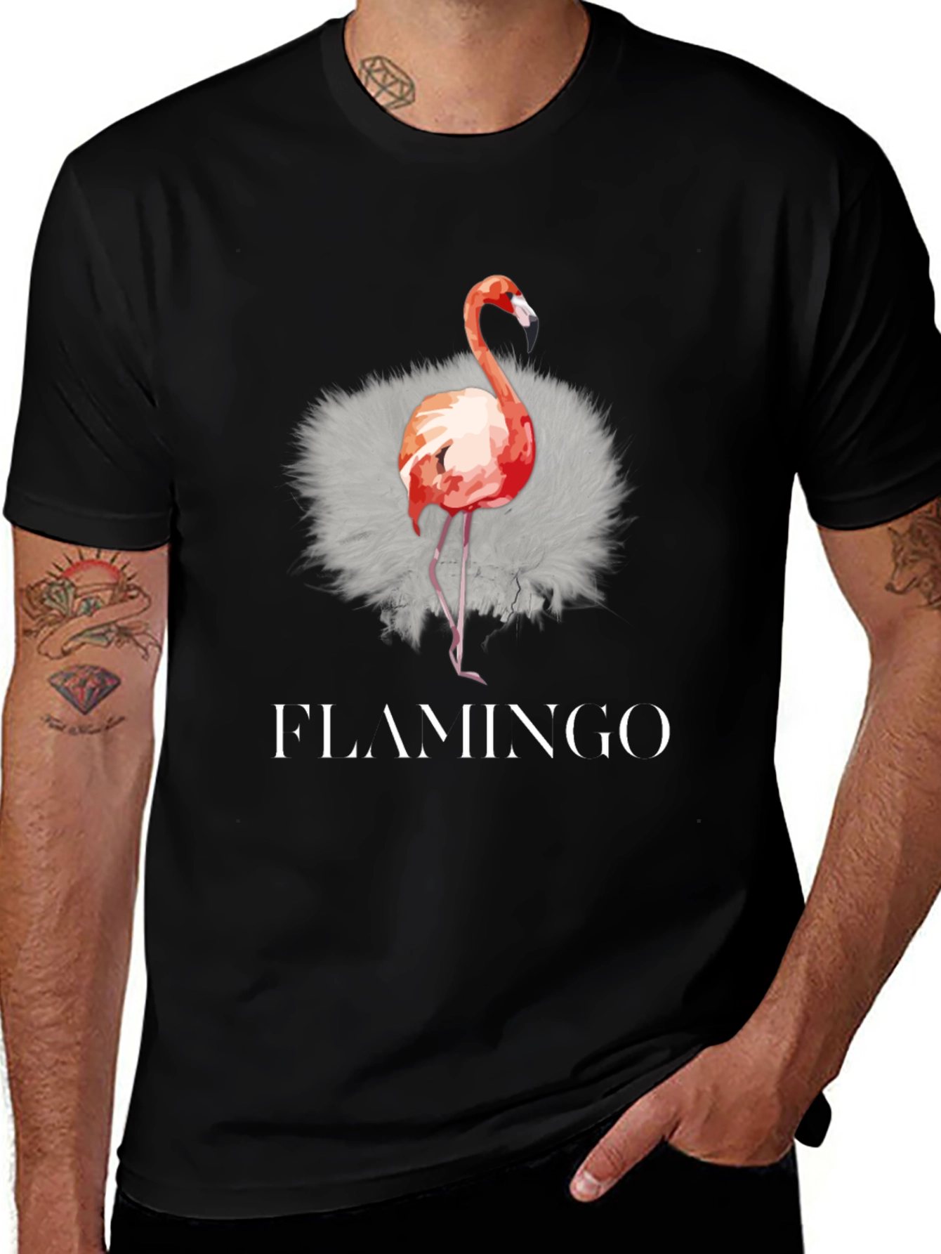 Flamingo Graphic Tee - Mens Black T-Shirt