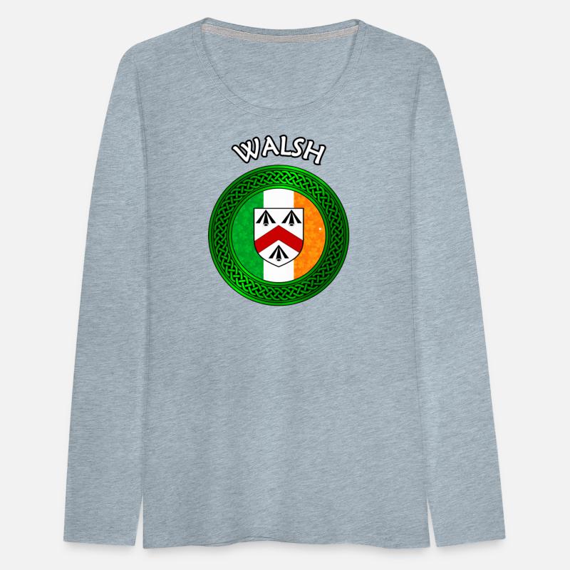 Walsh Coat of Arms on Shamrock Irish Flag