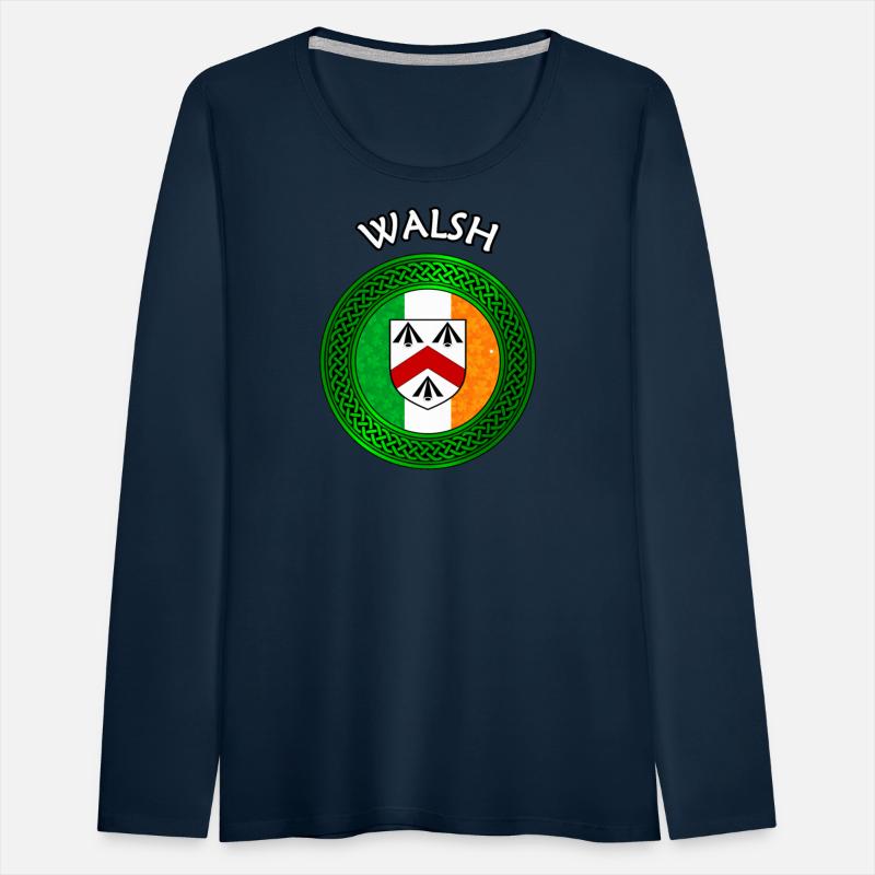 Walsh Coat of Arms on Shamrock Irish Flag