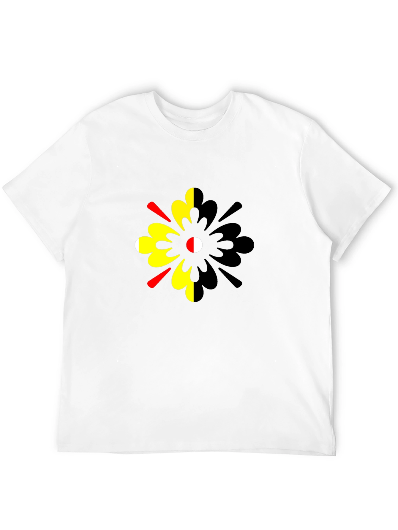 Abstract Floral Print Mens Black T-Shirt