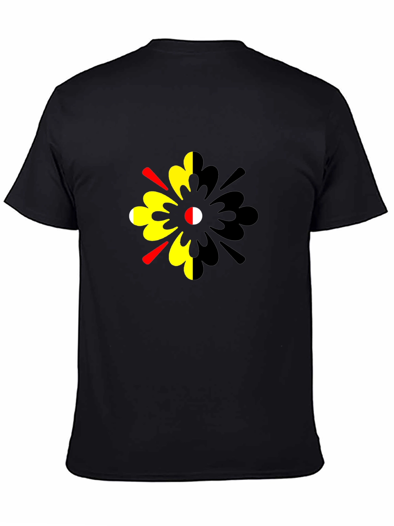 Abstract Floral Print Mens Black T-Shirt