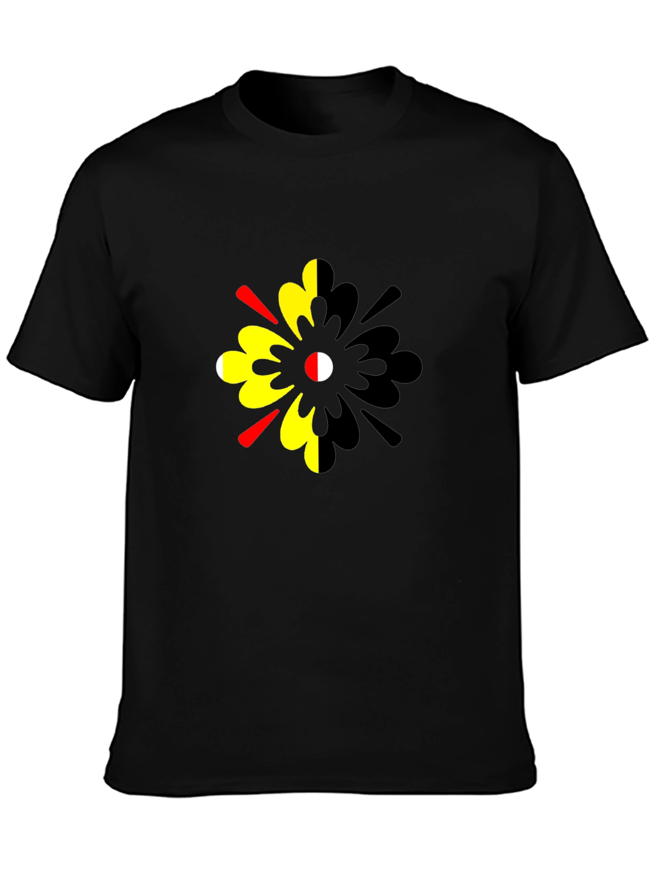 Abstract Floral Print Mens Black T-Shirt