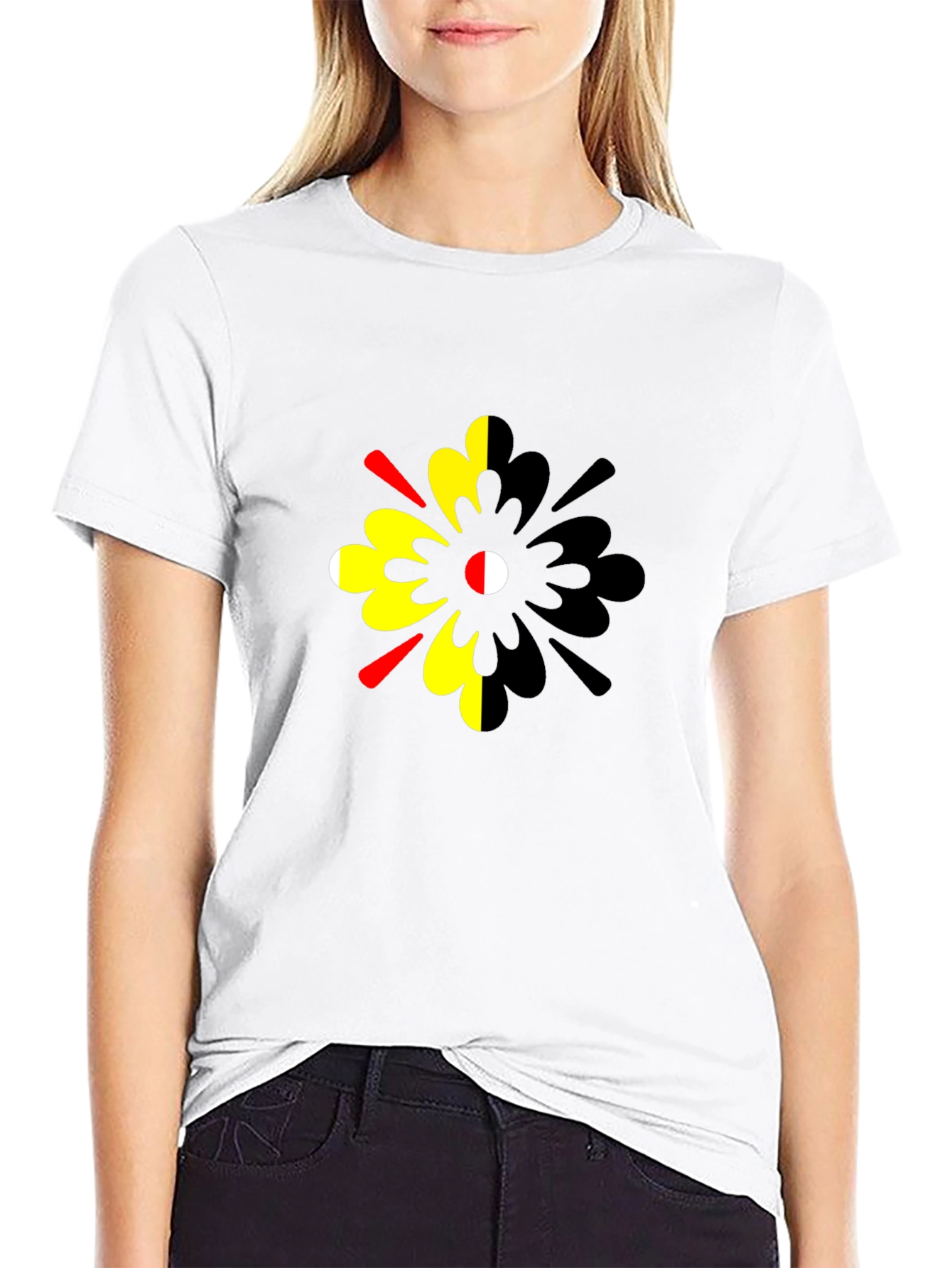 Abstract Floral Print Mens Black T-Shirt