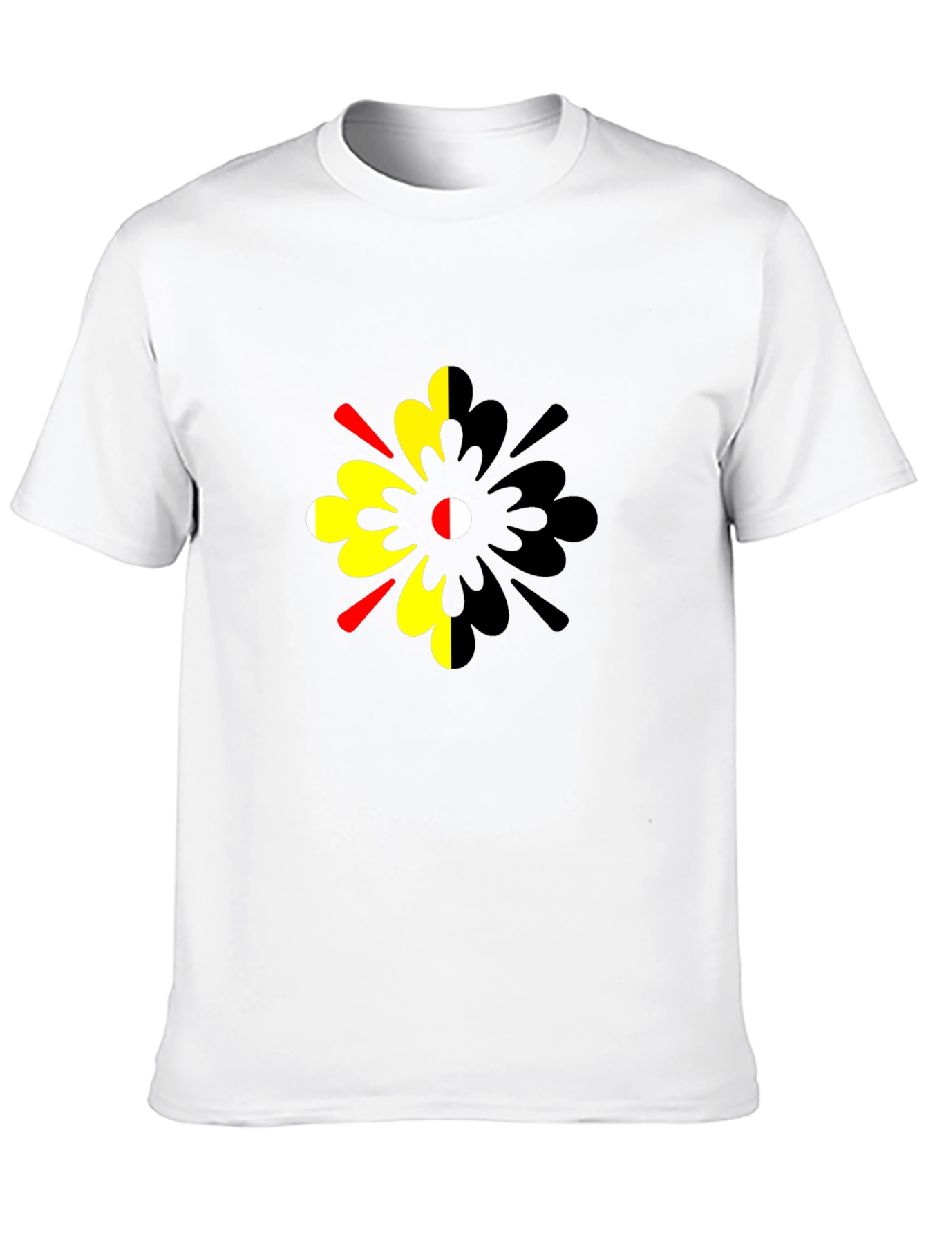 Abstract Floral Print Mens Black T-Shirt