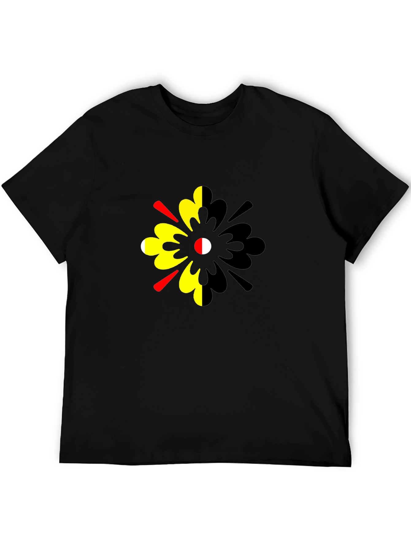 Abstract Floral Print Mens Black T-Shirt