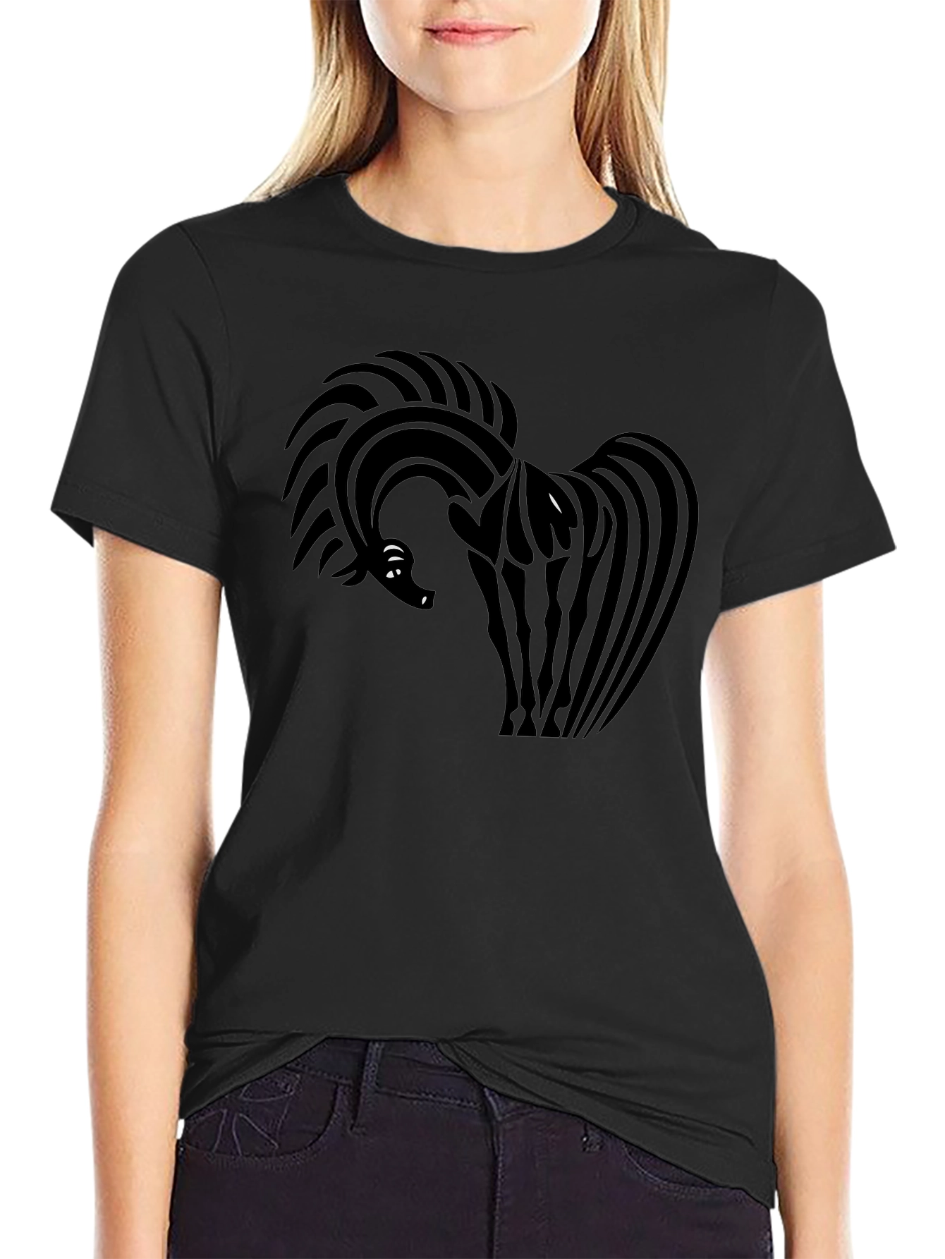 Abstract Horse Graphic Black T-Shirt