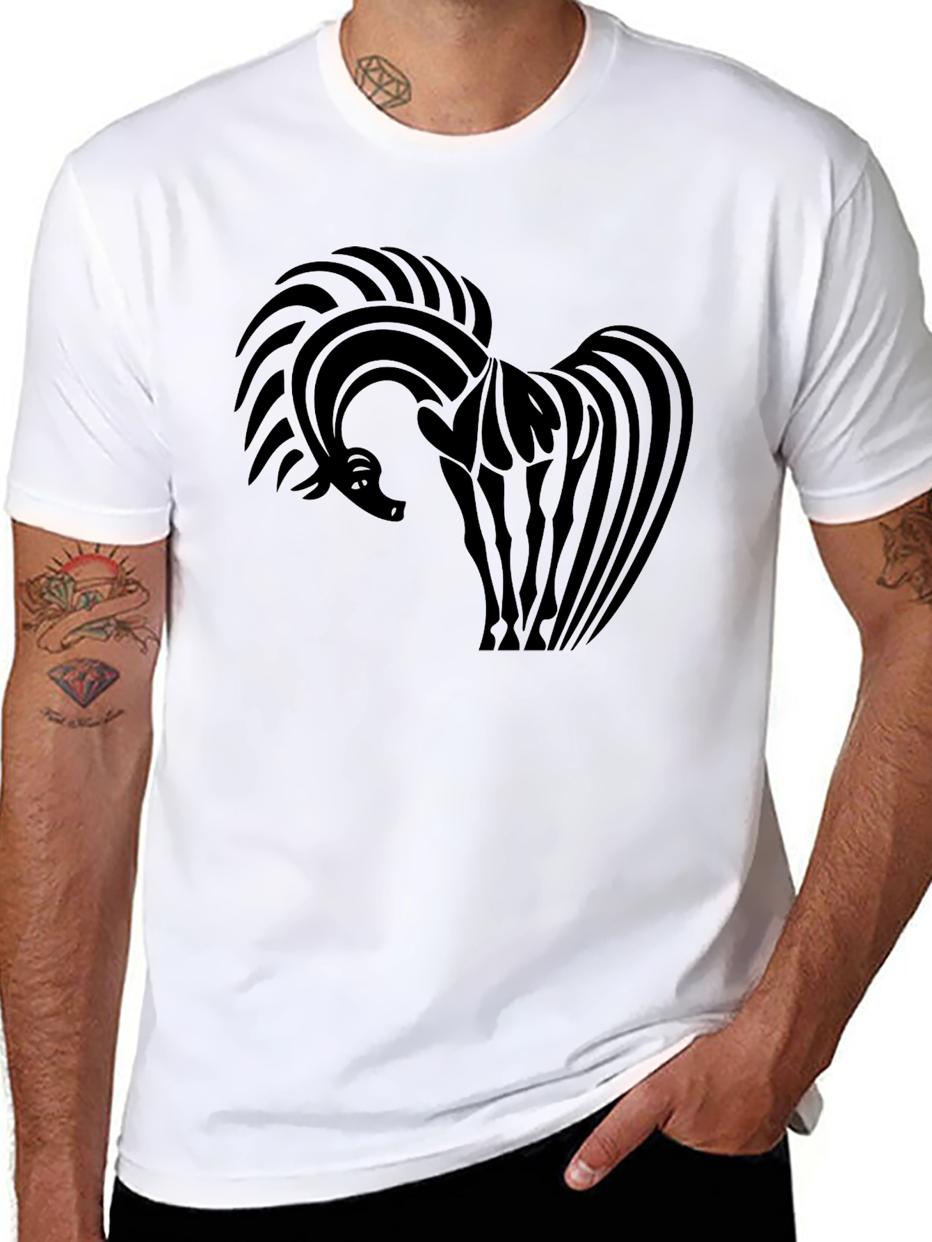 Abstract Horse Graphic Black T-Shirt