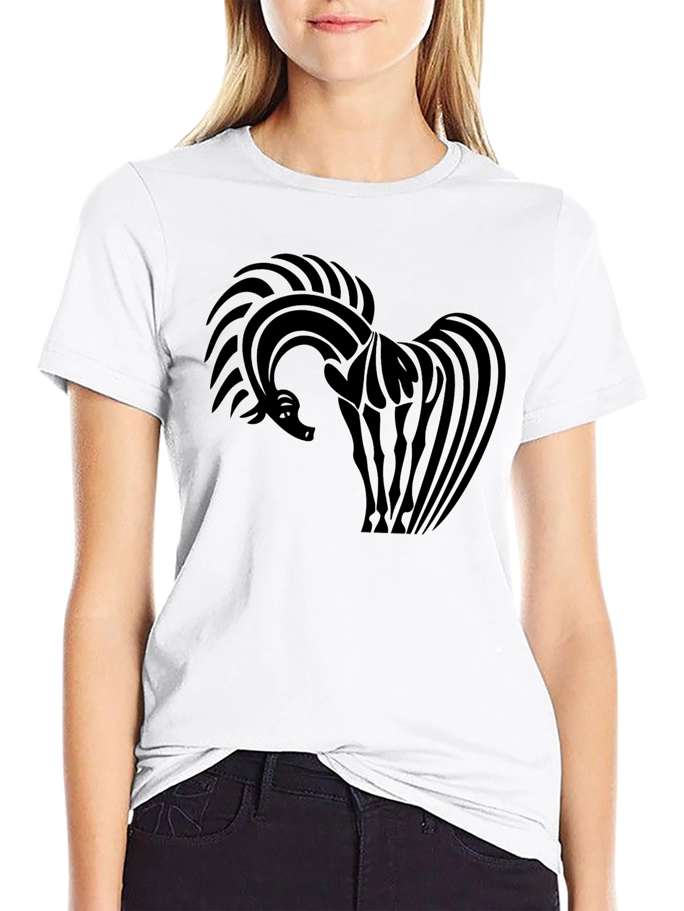 Abstract Horse Graphic Black T-Shirt