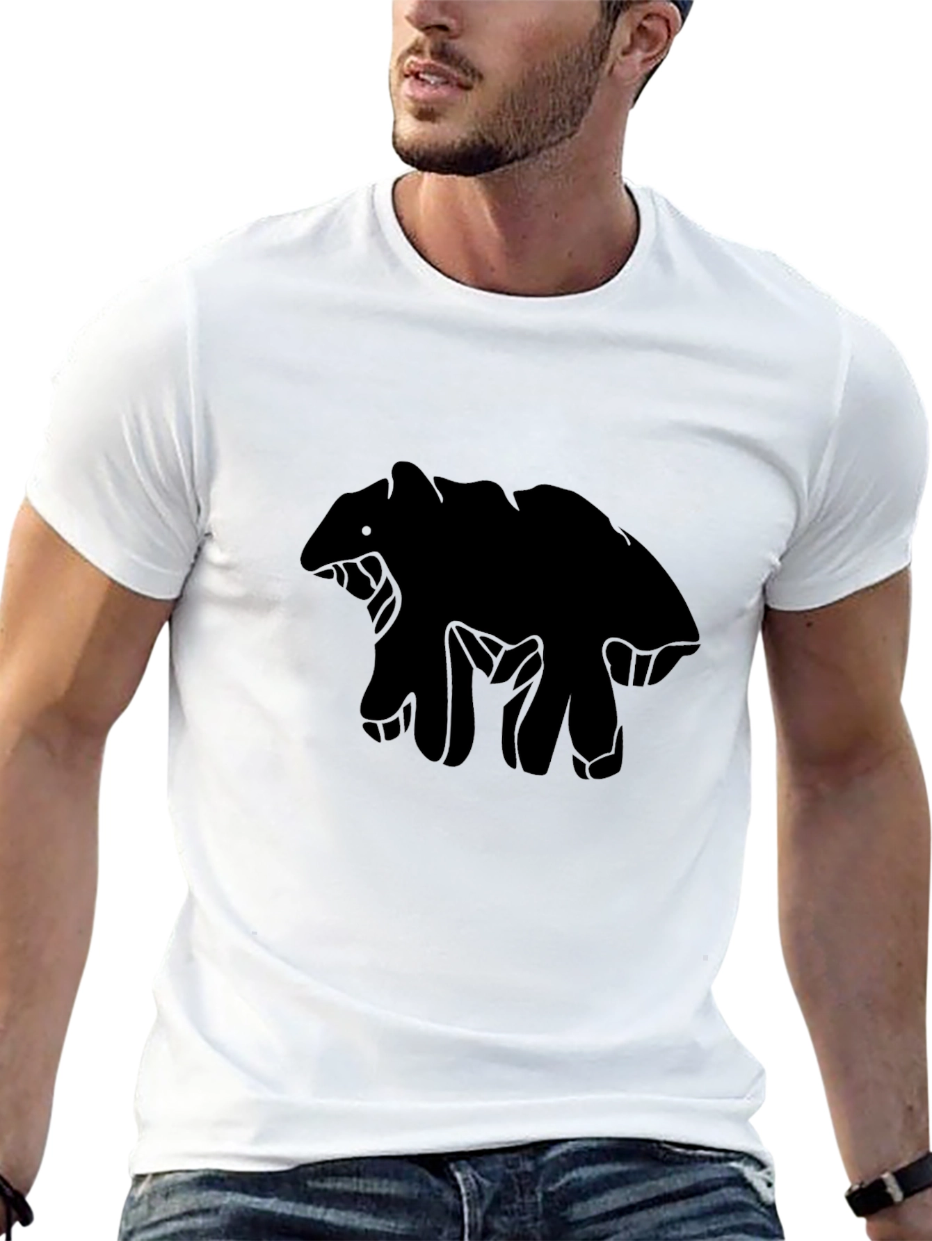 Black Bear Silhouette Tee - Mens Casual Crew Neck