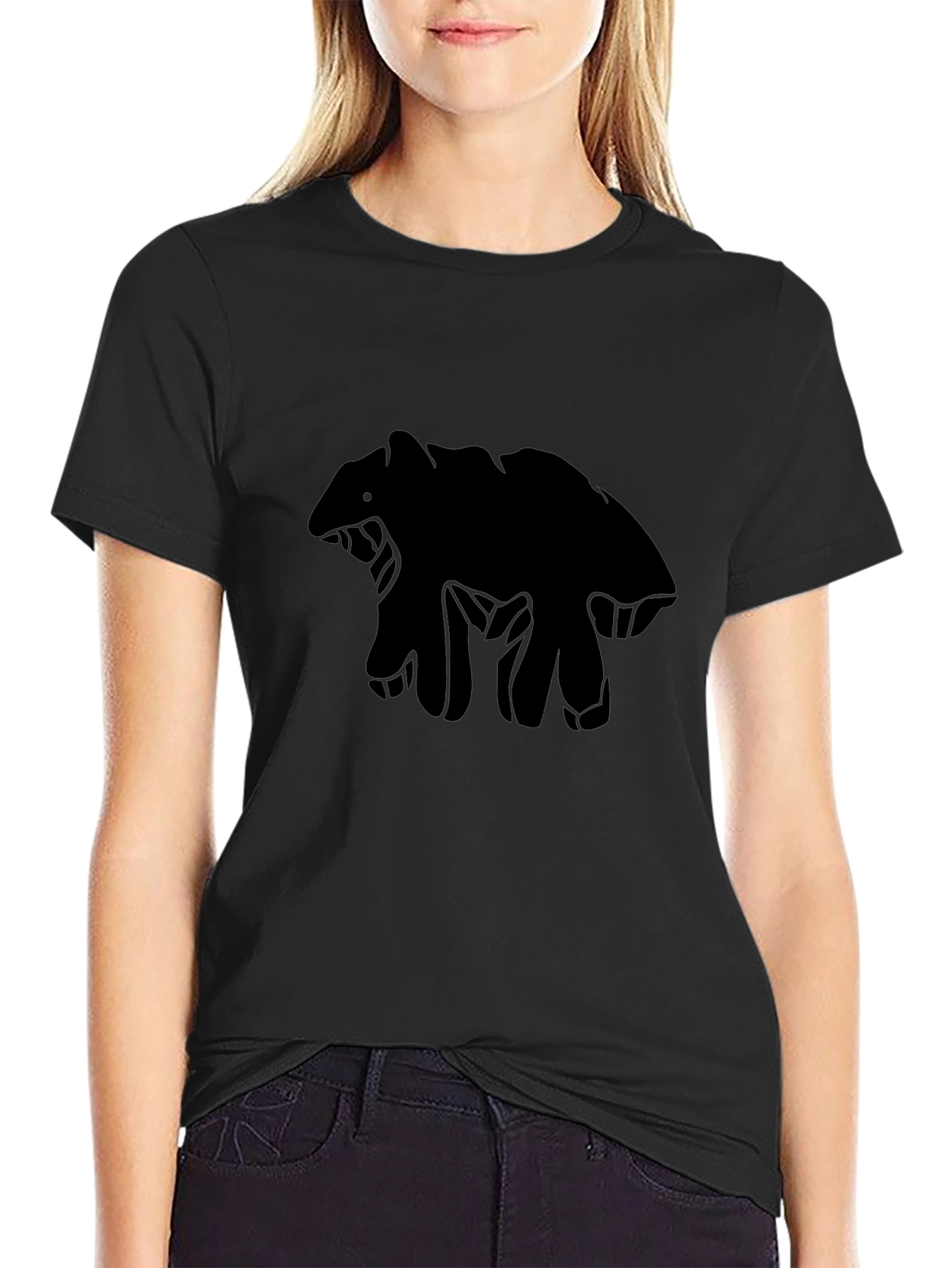 Black Bear Silhouette Tee - Mens Casual Crew Neck