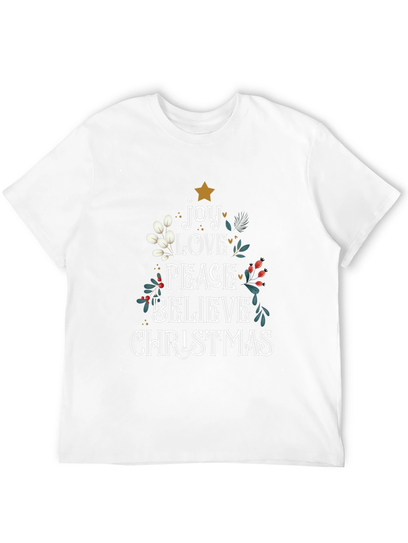 Christmas Joy Love Peace Believe Graphic Tee
