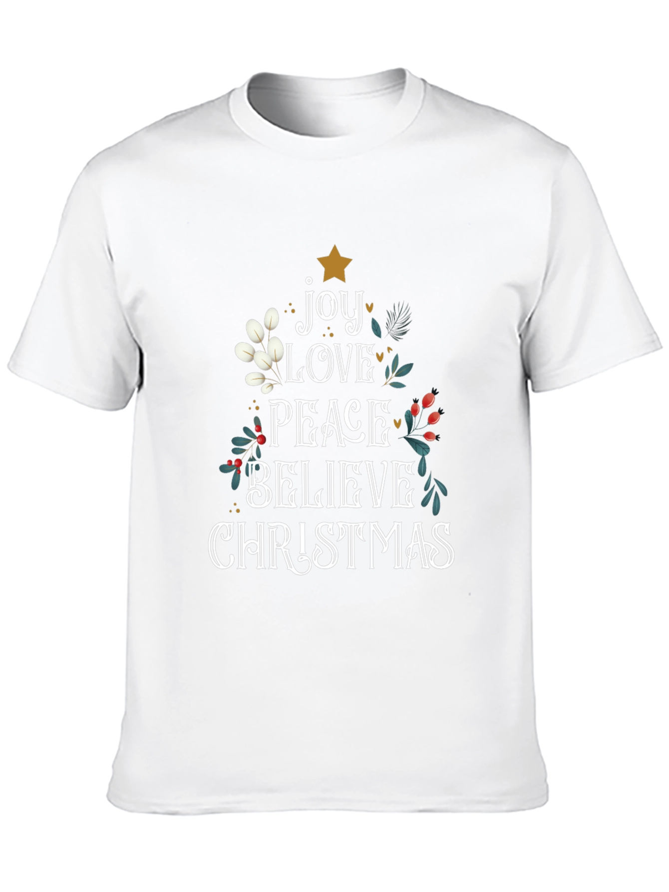 Christmas Joy Love Peace Believe Graphic Tee