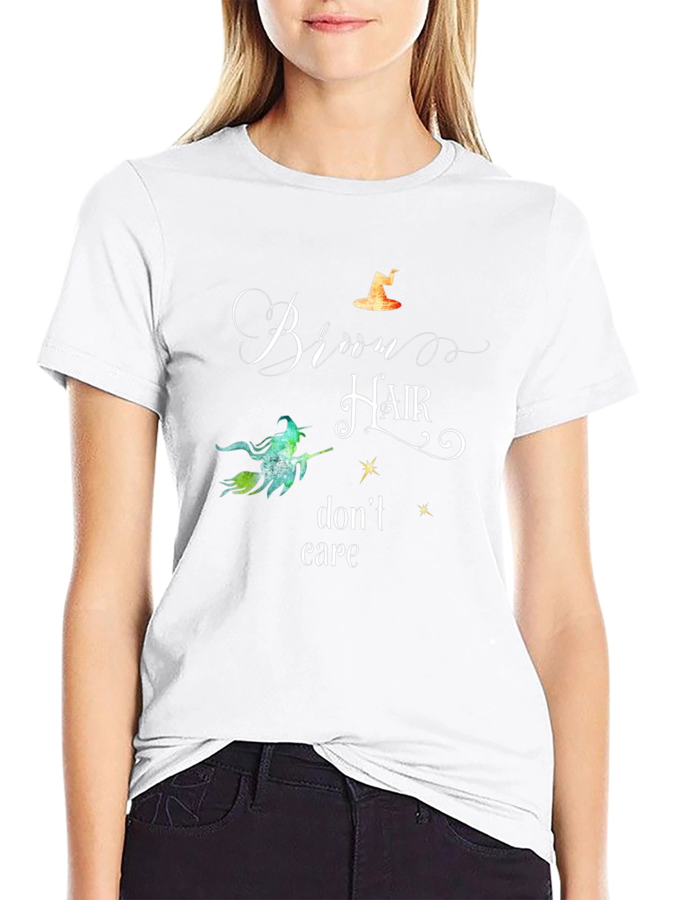 Witch Broom Hair Dont Care Halloween T-Shirt