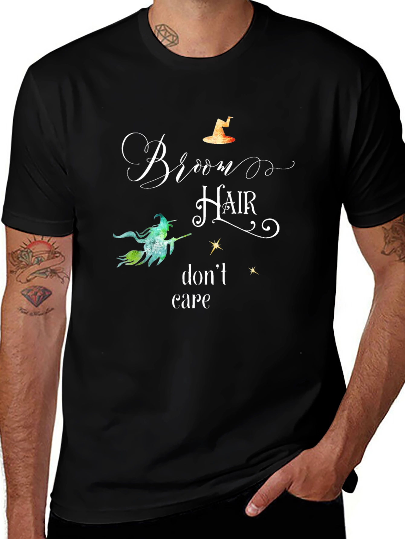 Witch Broom Hair Dont Care Halloween T-Shirt