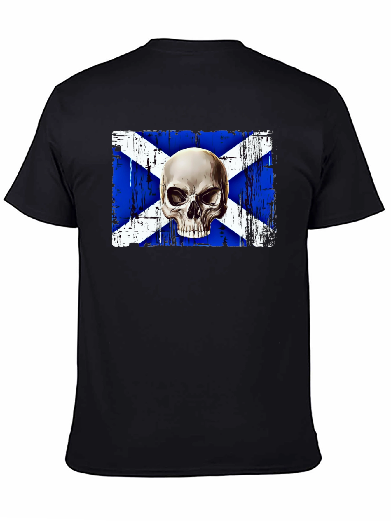 Scottish Flag Skull Graphic Tee - Black