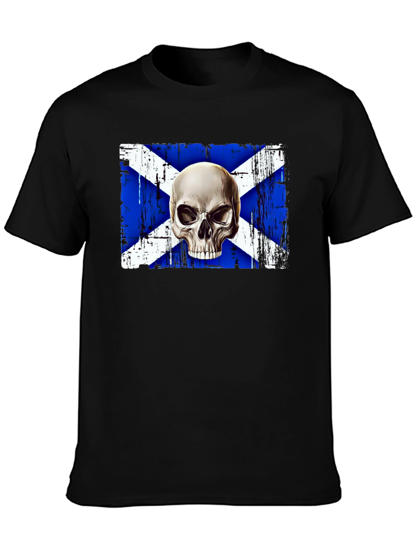 Scottish Flag Skull Graphic Tee - Black