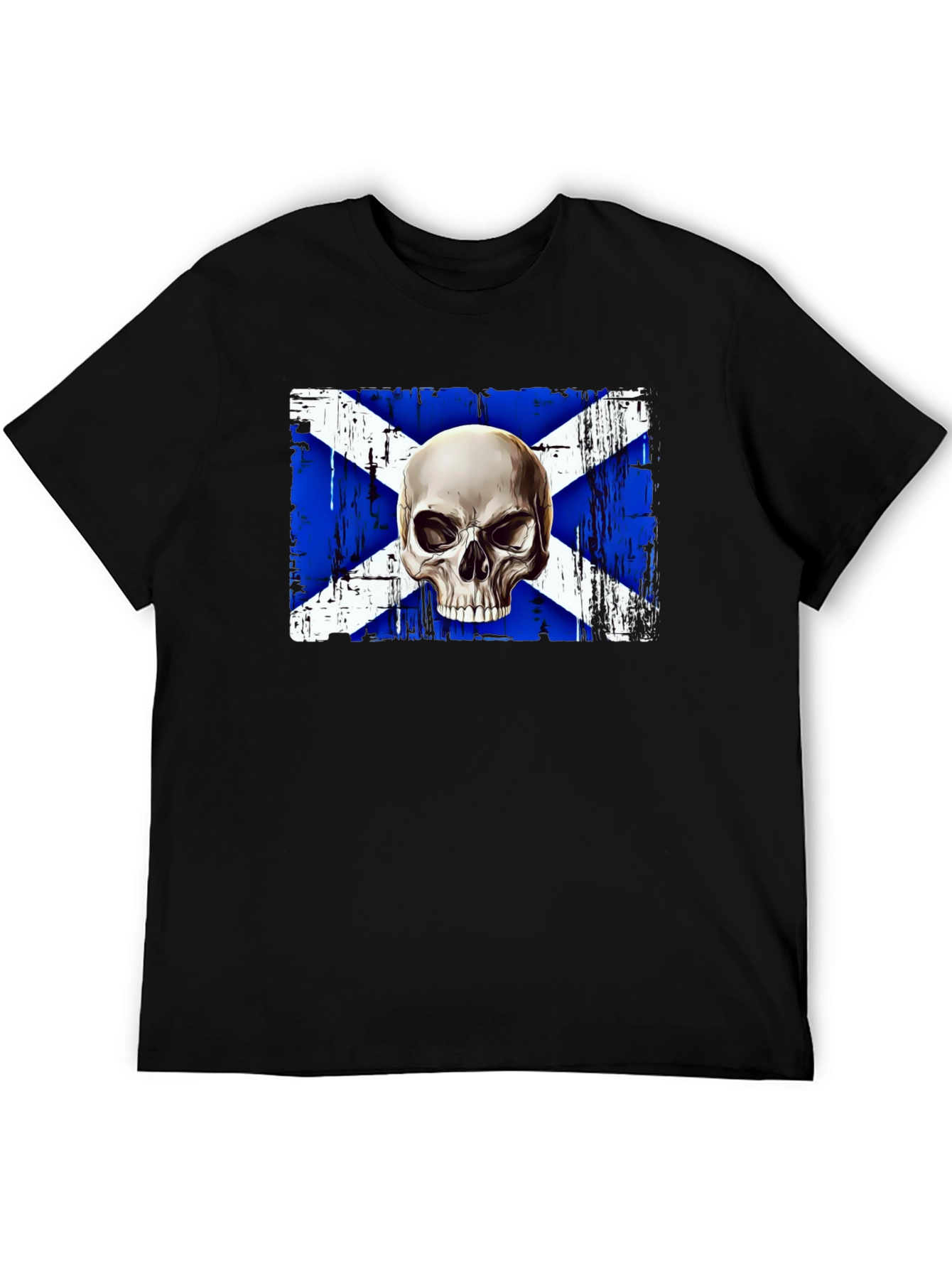 Scottish Flag Skull Graphic Tee - Black