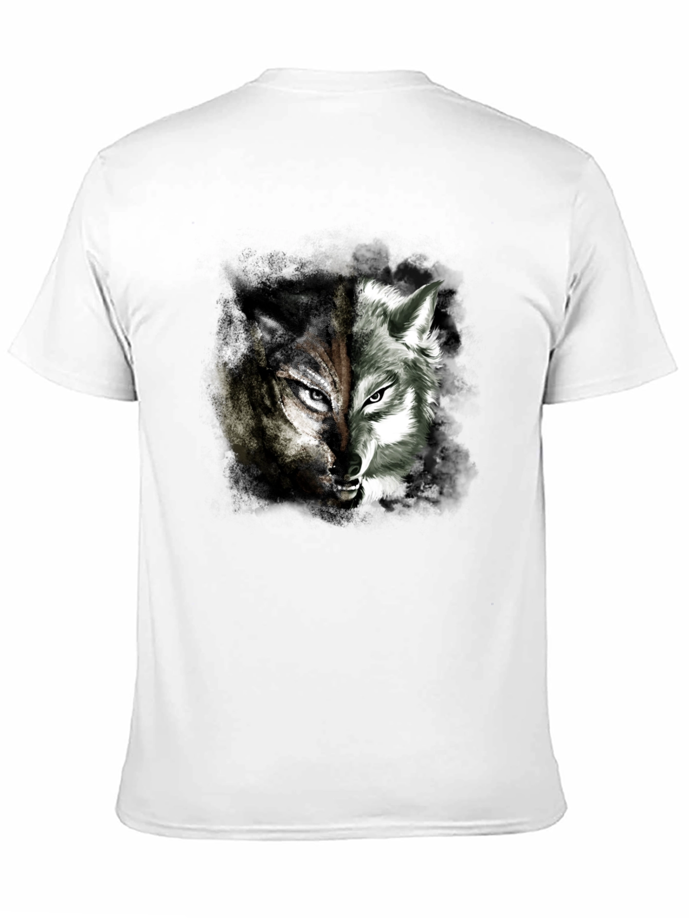 Two Face Wolf Graphic Print T-Shirt