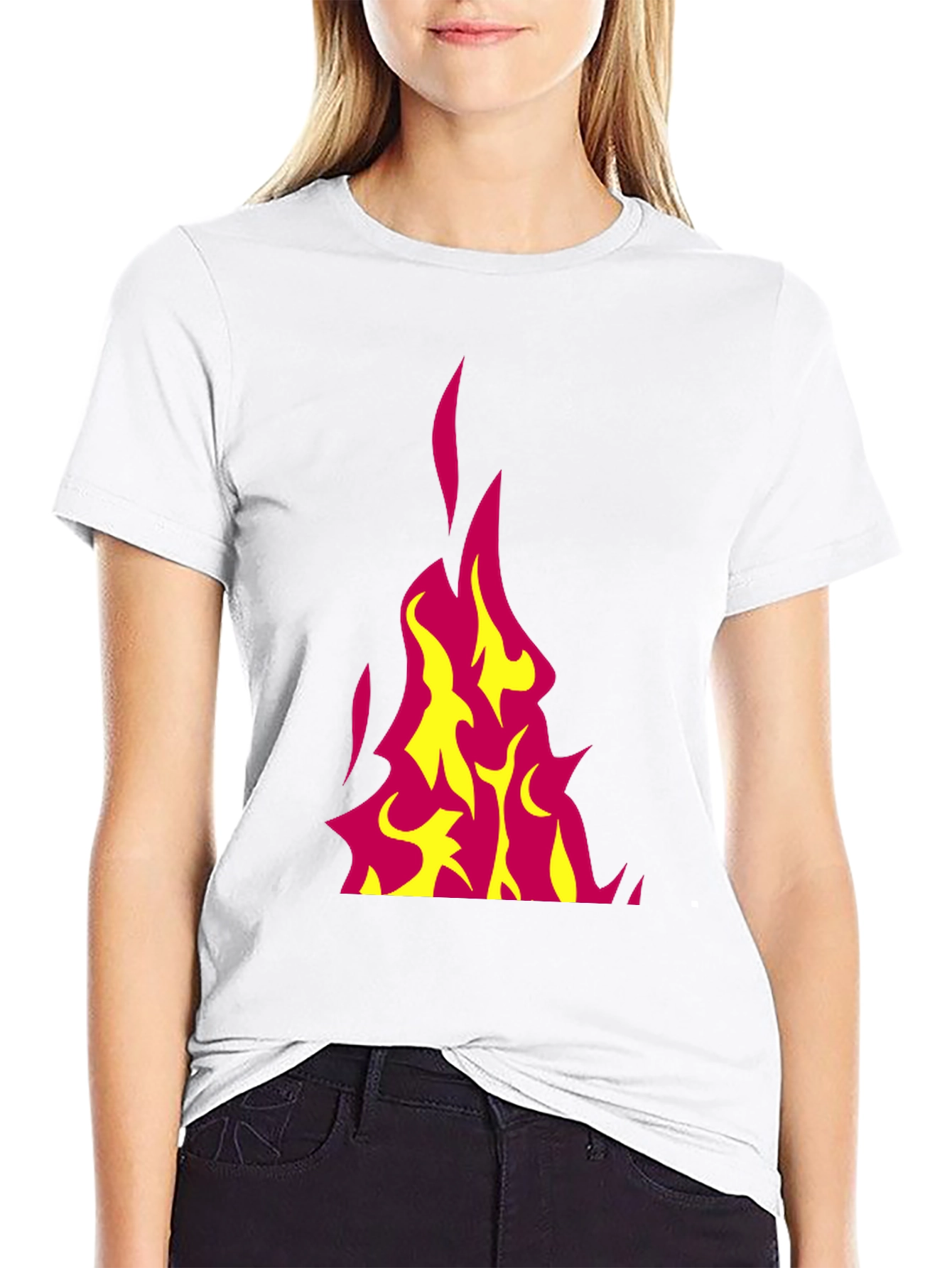 Flaming Hot Graphic Tee - Black Cotton T-Shirt