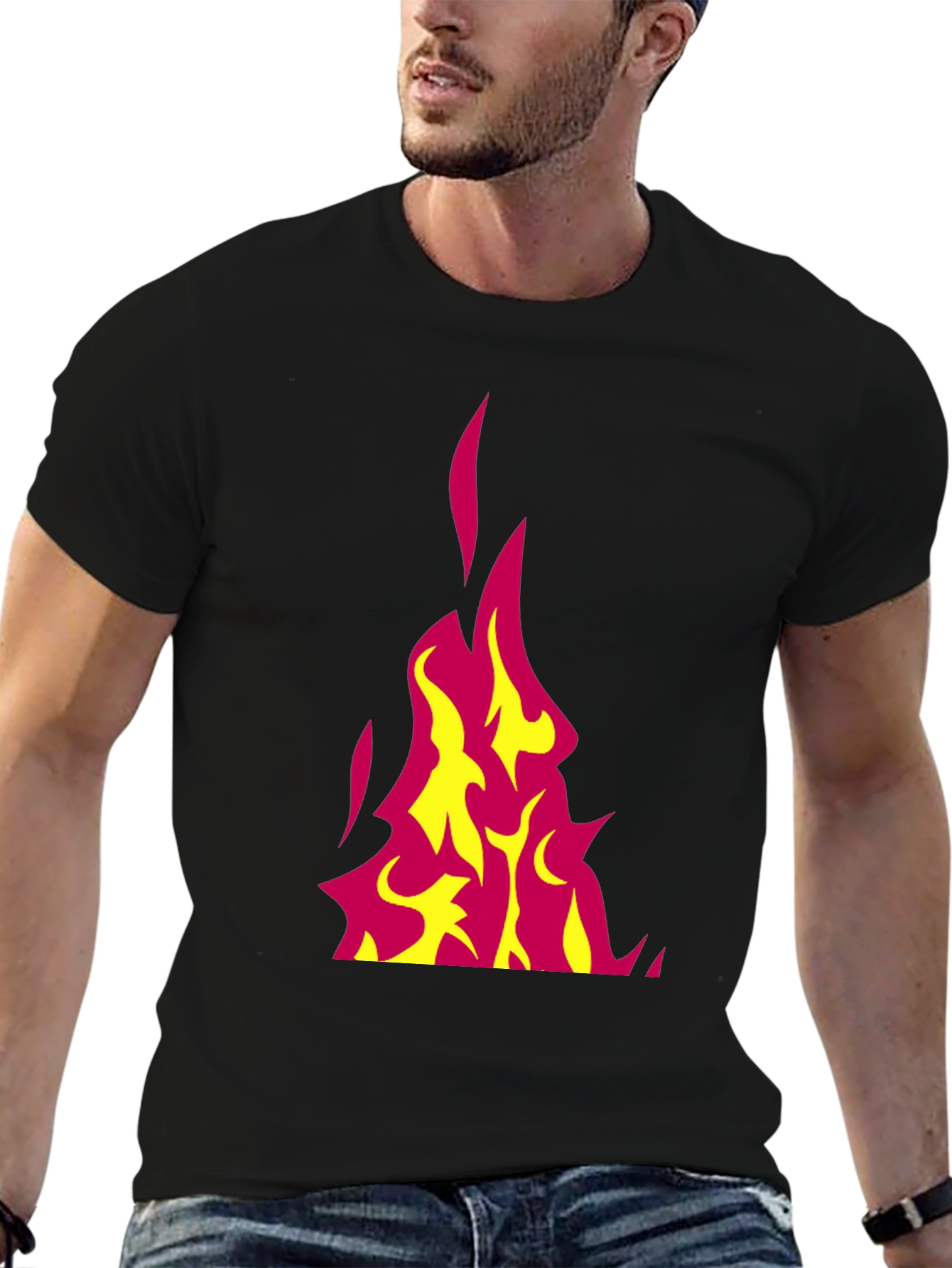 Flaming Hot Graphic Tee - Black Cotton T-Shirt