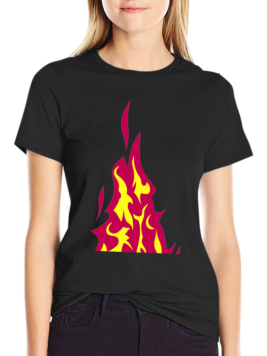 Flaming Hot Graphic Tee - Black Cotton T-Shirt