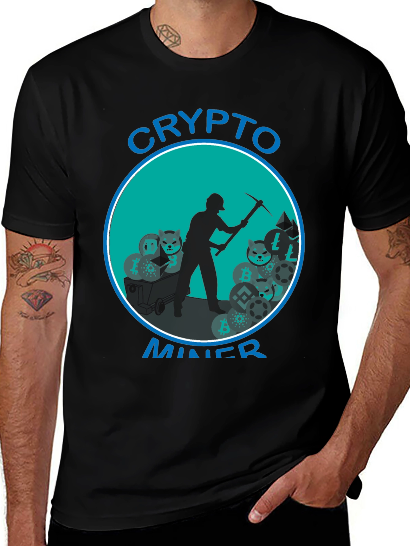 Crypto Miner T-Shirt - Black Cotton Blend