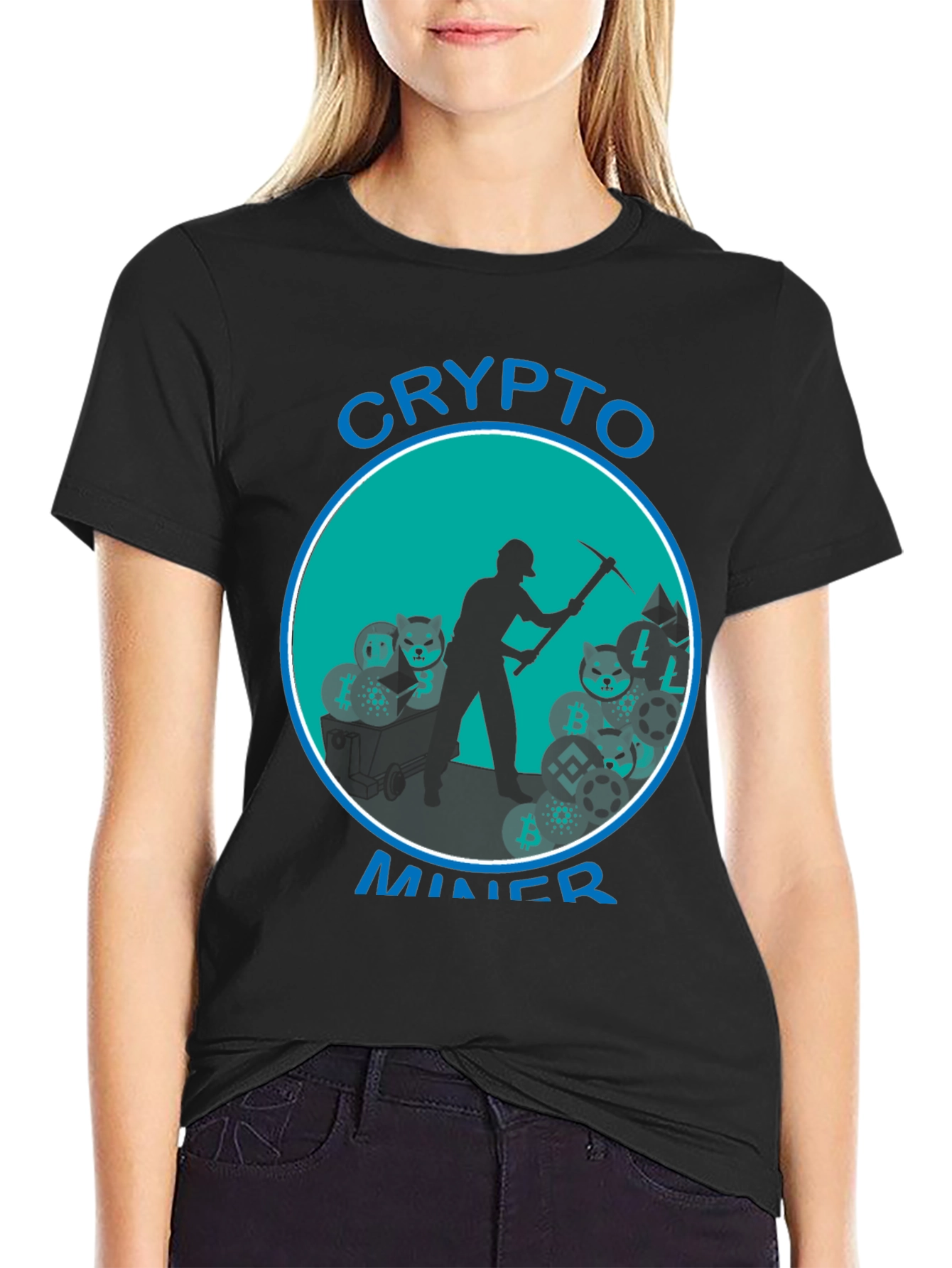 Crypto Miner T-Shirt - Black Cotton Blend