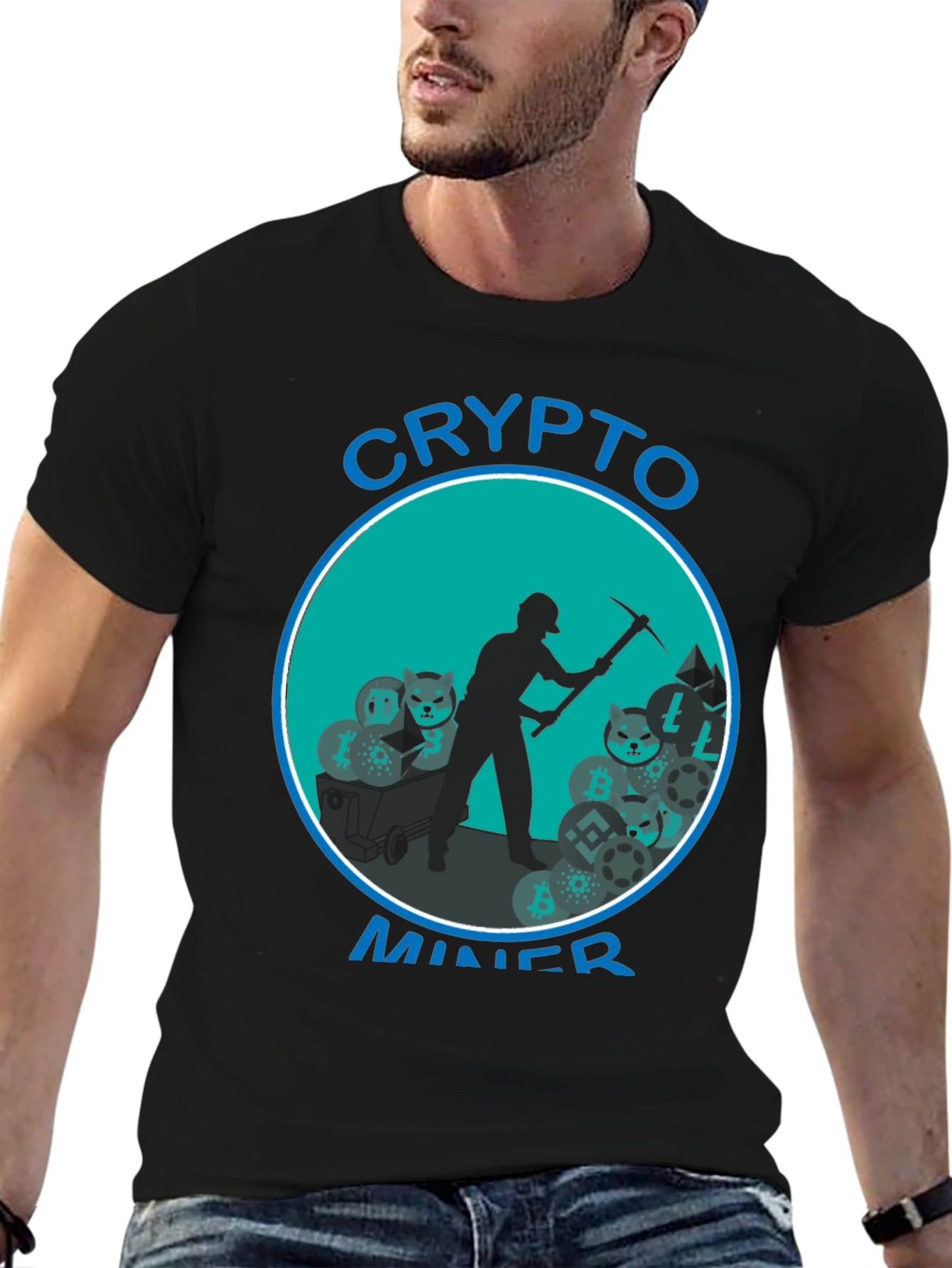 Crypto Miner T-Shirt - Black Cotton Blend