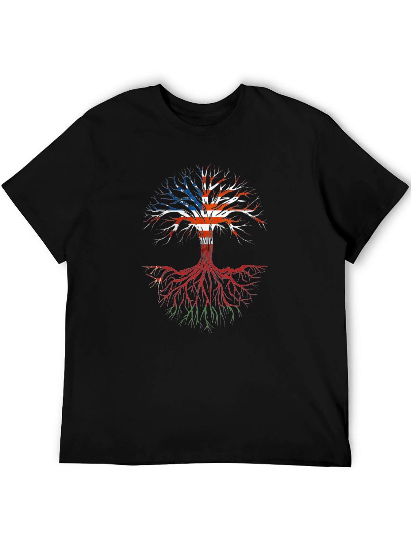 USA Roots Tree Graphic T-Shirt - Black