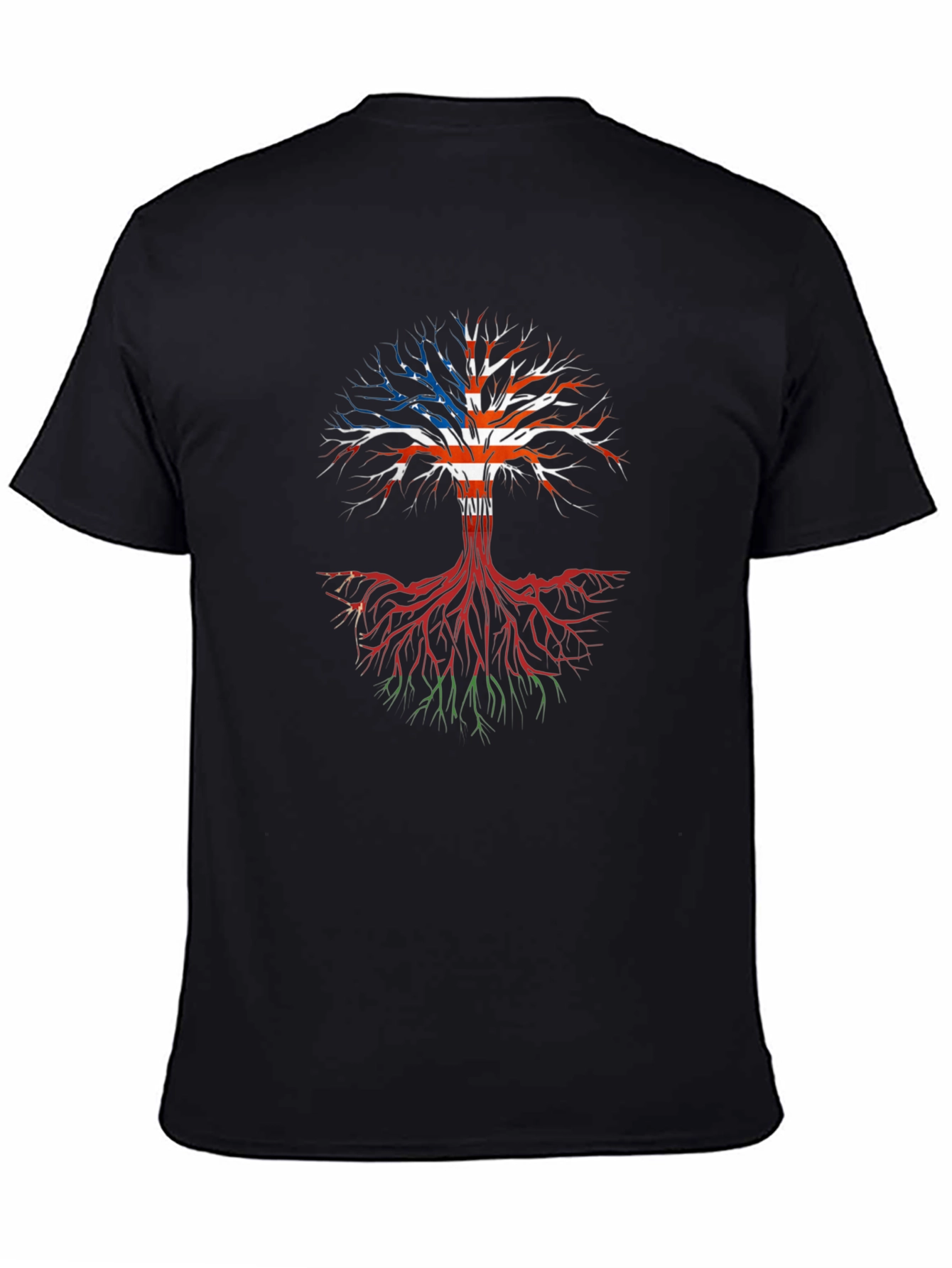 USA Roots Tree Graphic T-Shirt - Black