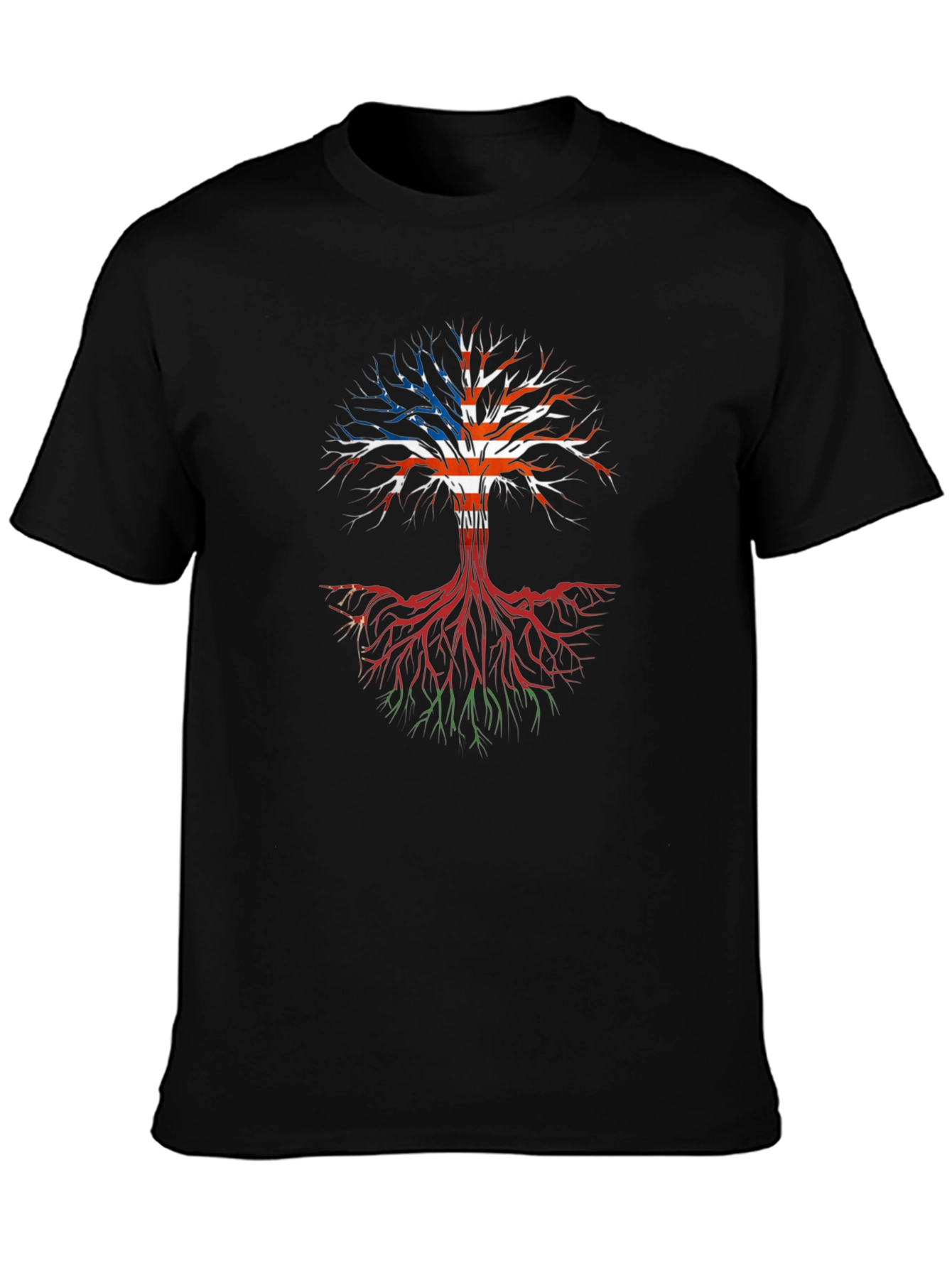 USA Roots Tree Graphic T-Shirt - Black