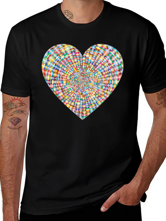 Heart Pattern Black T-Shirt