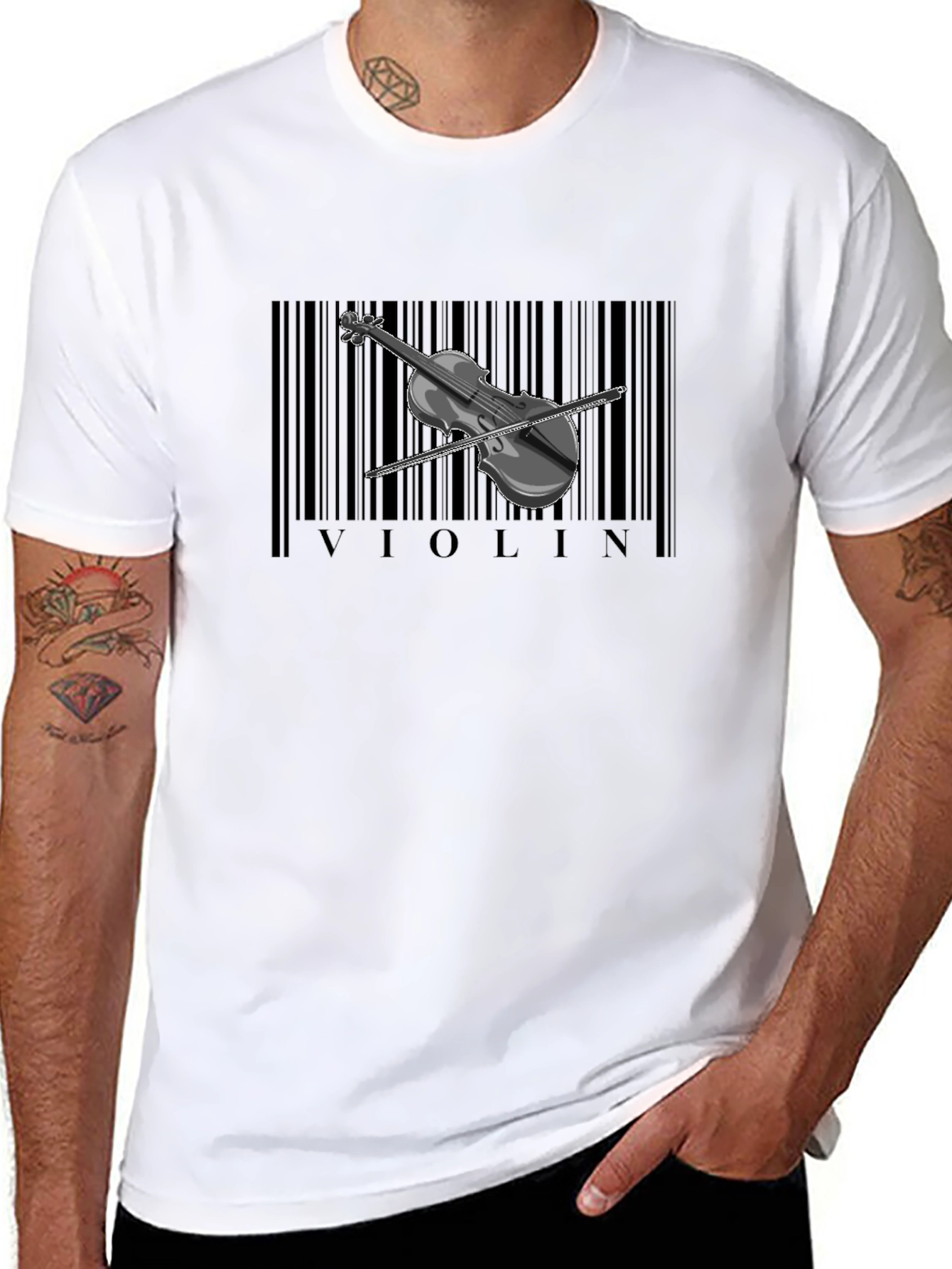Violin Barcode Graphic Tee