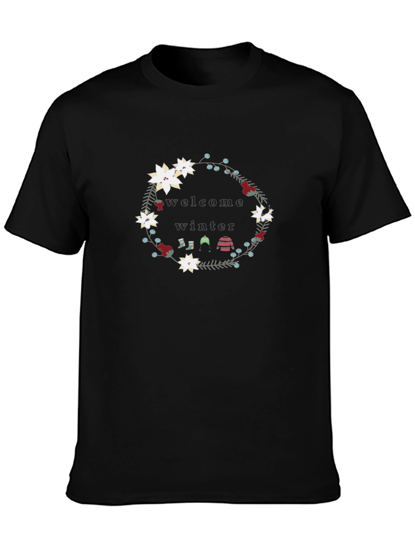 Welcome Winter Black Graphic T-Shirt