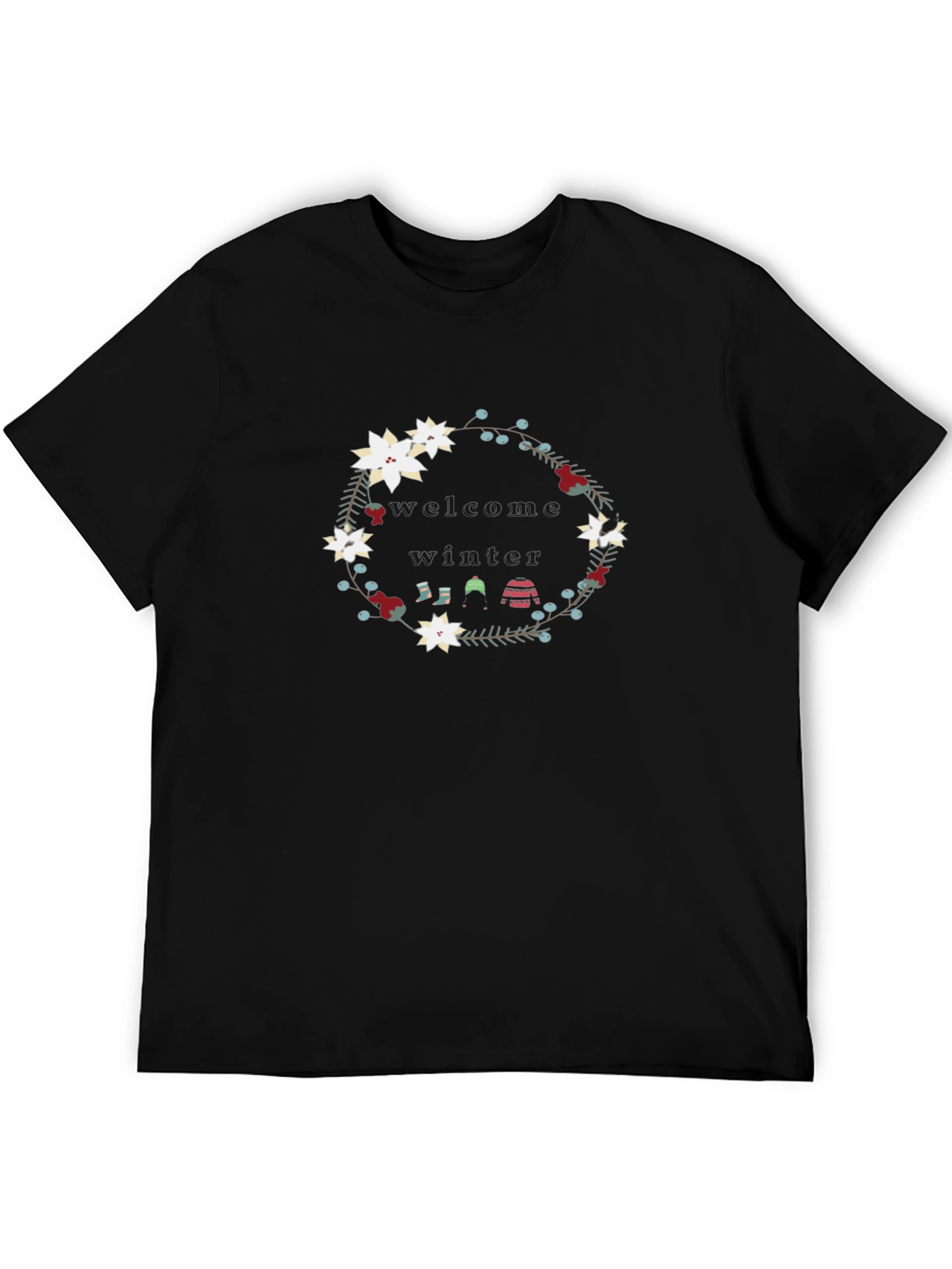 Welcome Winter Black Graphic T-Shirt