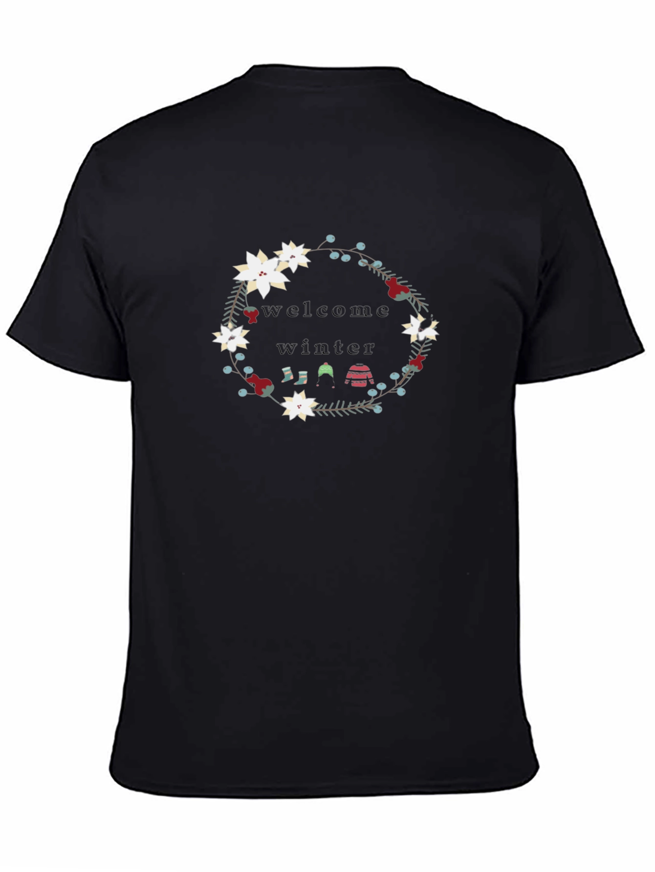 Welcome Winter Black Graphic T-Shirt