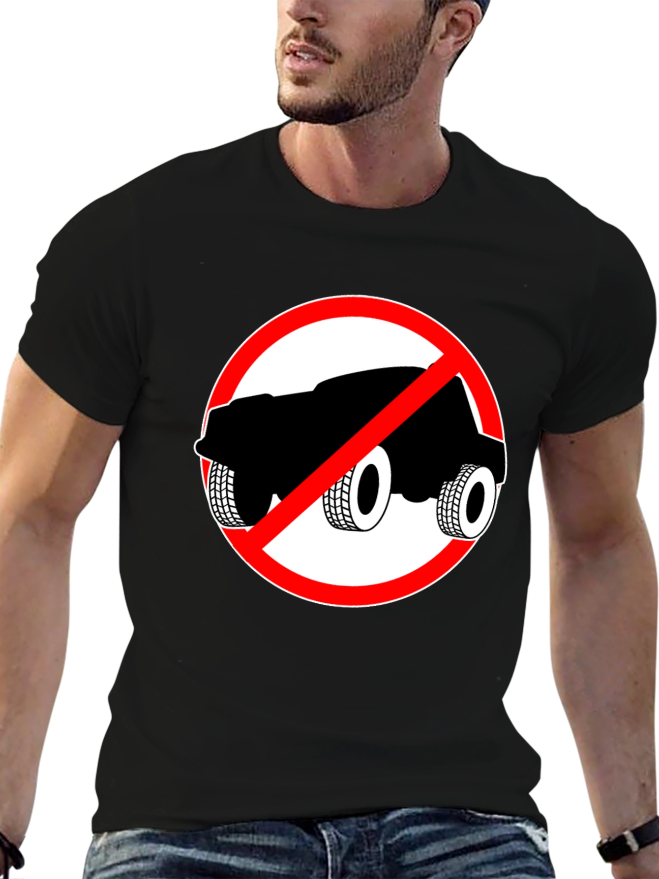 No Cars Allowed Black T-Shirt