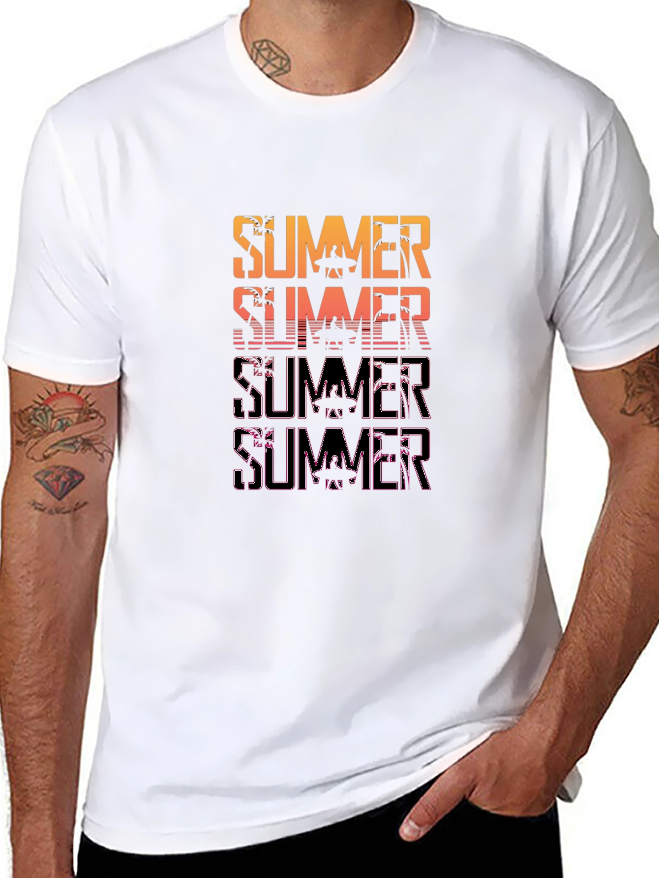 Summer Graphic Print Mens Black T-Shirt