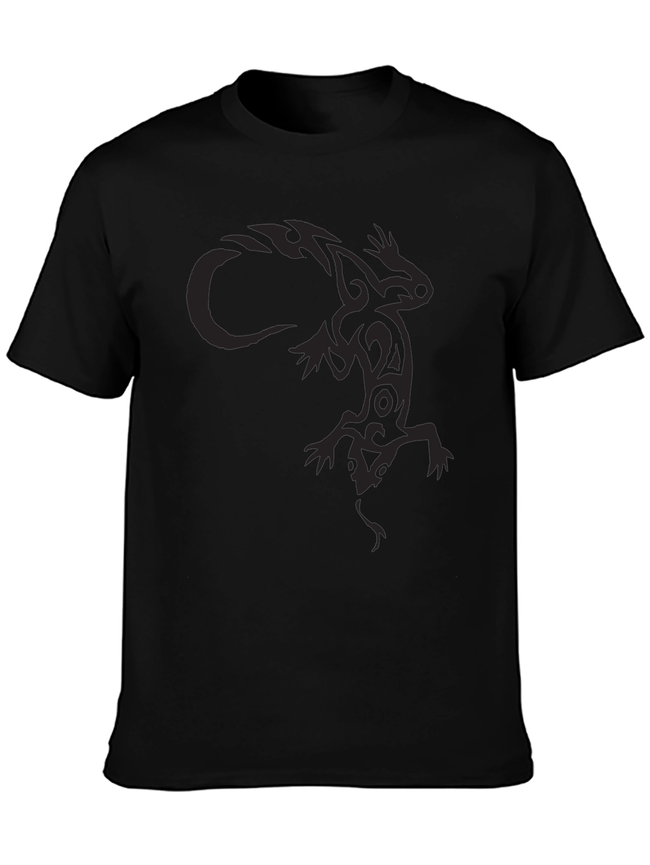 Tribal Lizard Graphic Black T-Shirt