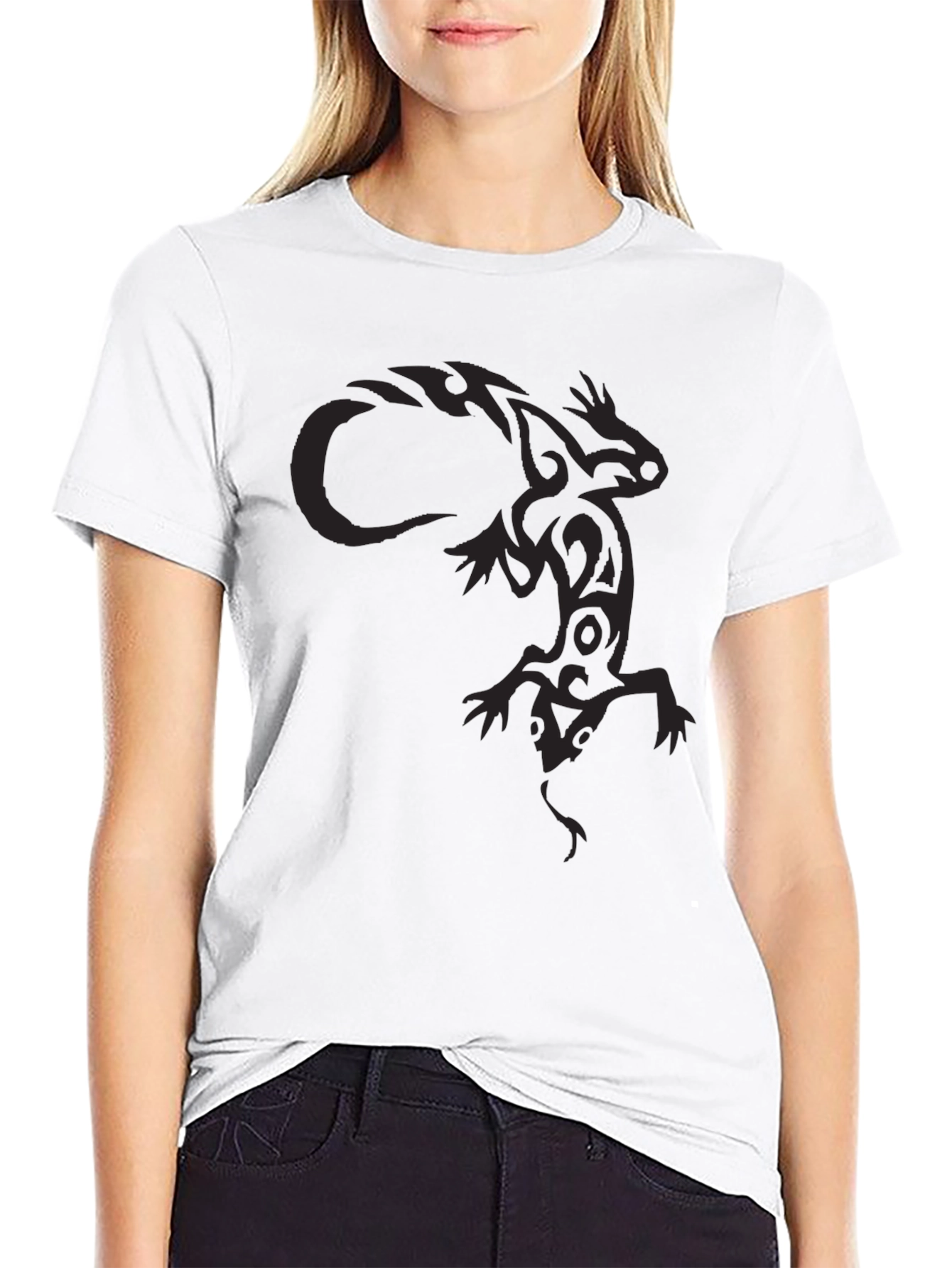 Tribal Lizard Graphic Black T-Shirt