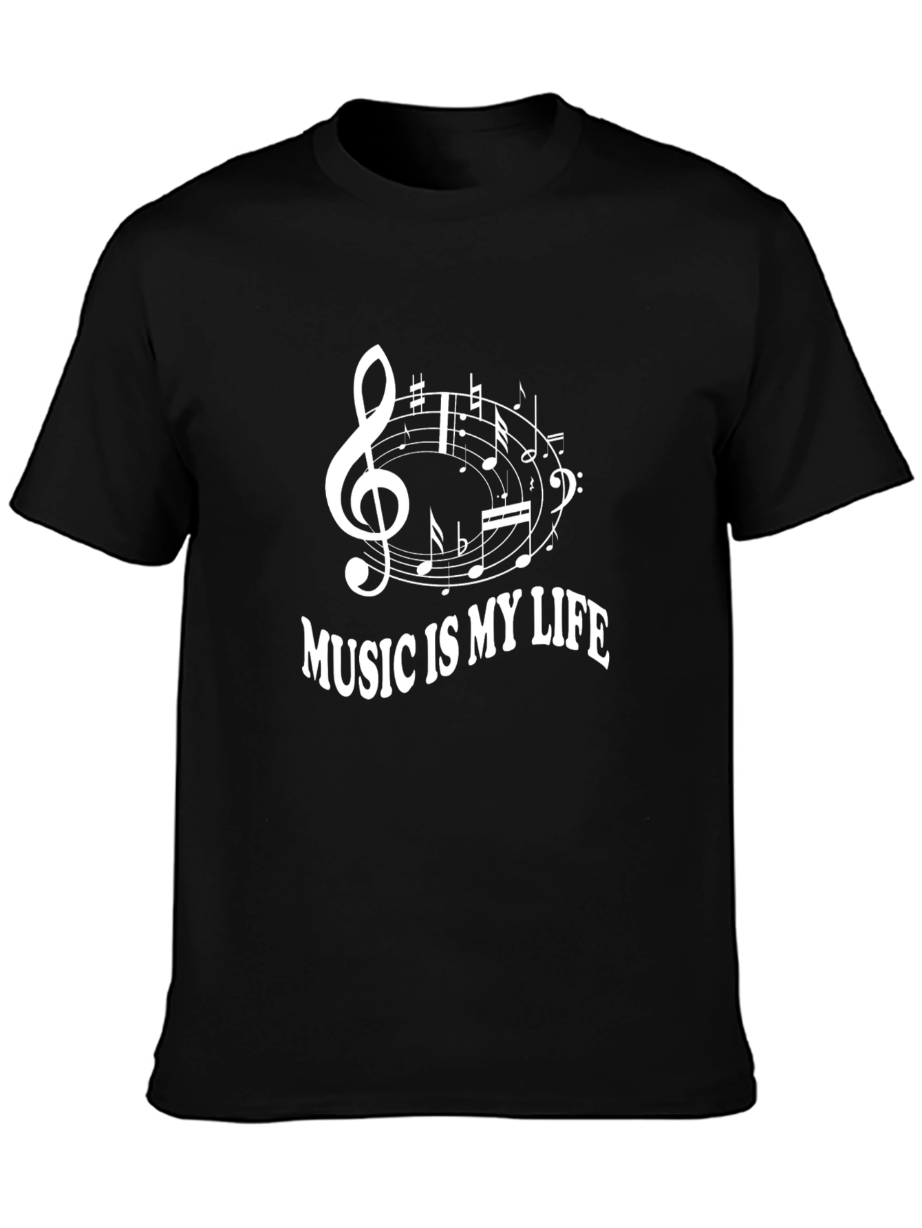 Music is My Life Black Graphic Tee