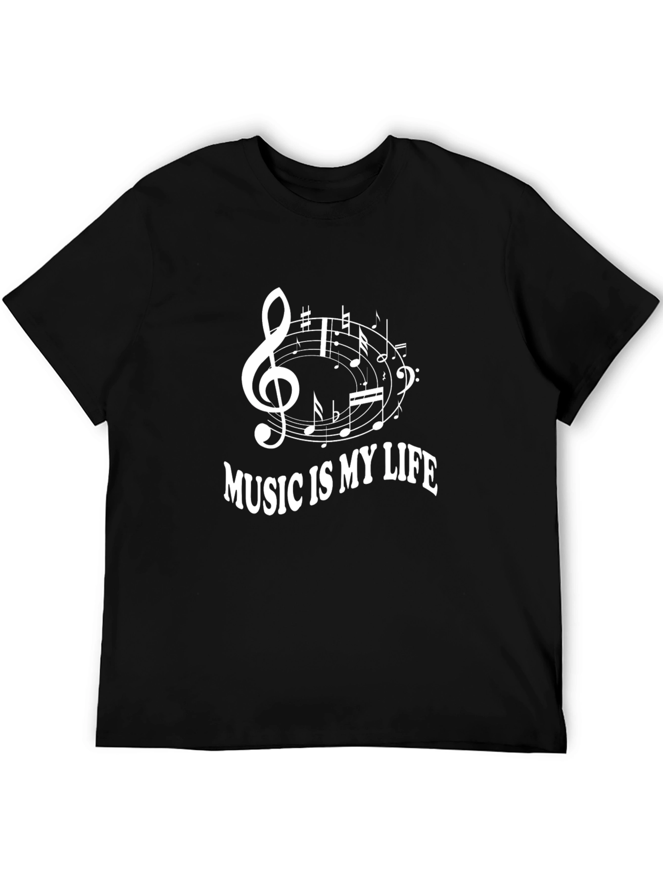 Music is My Life Black Graphic Tee