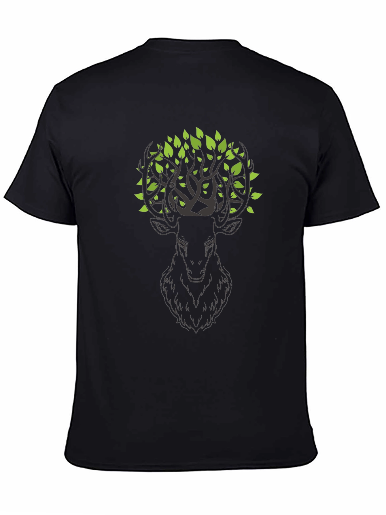 Nature Deer Graphic Black T-Shirt